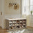 Shoe Bench - Wood - Natural Finish - Padded Seat with 15 Compartment Storage