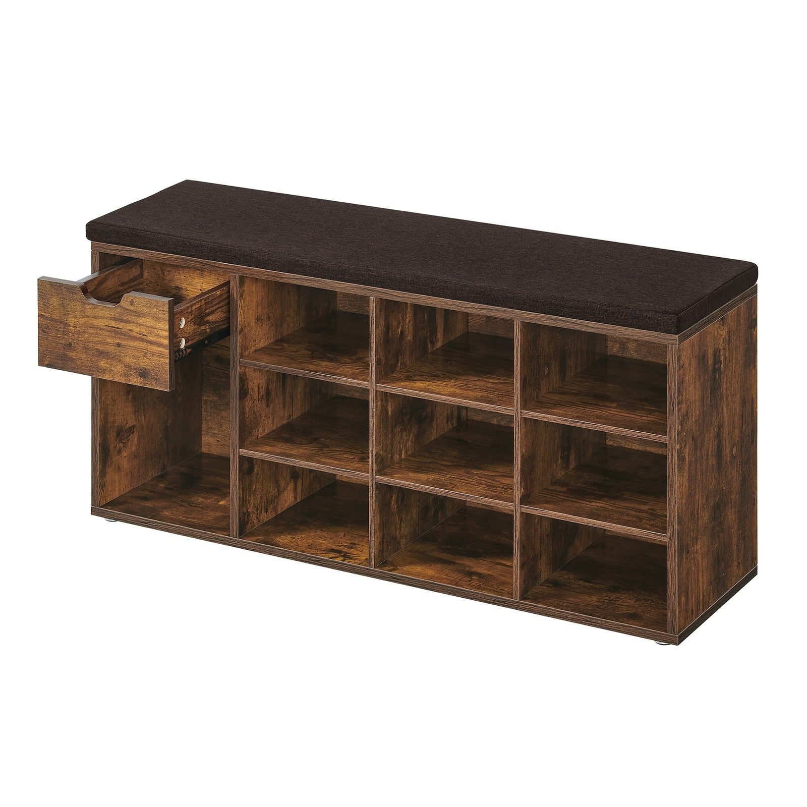 Shoe Bench - with Drawer and Open Compartments
