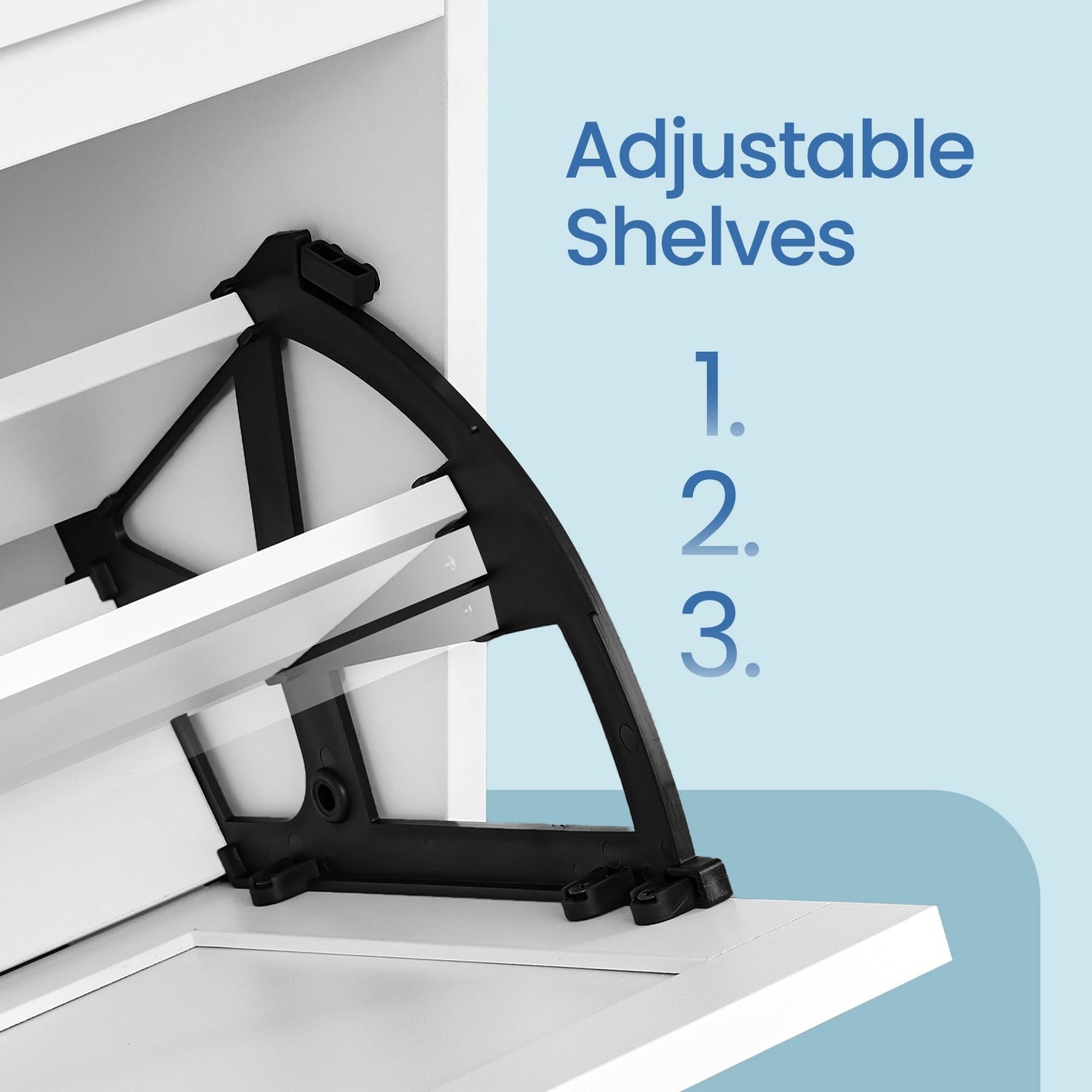 Shoe Bench - Wood - White - Flip-Up Door with Adjustable Interior Shelf and Side Handles