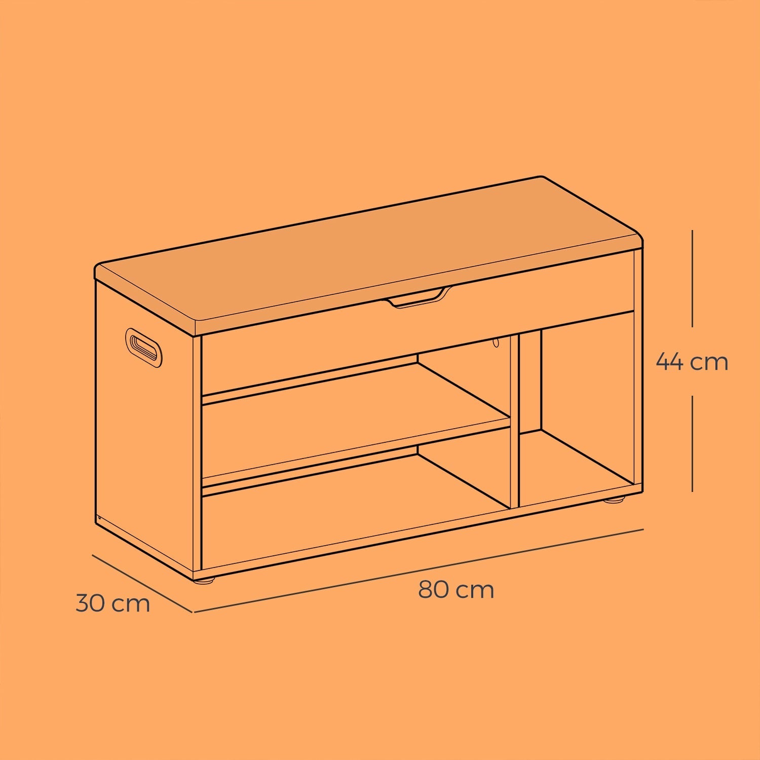 Entryway Storage Bench - Wood - Brown - Hidden Compartments with Padded Seat and Shoe Organiser