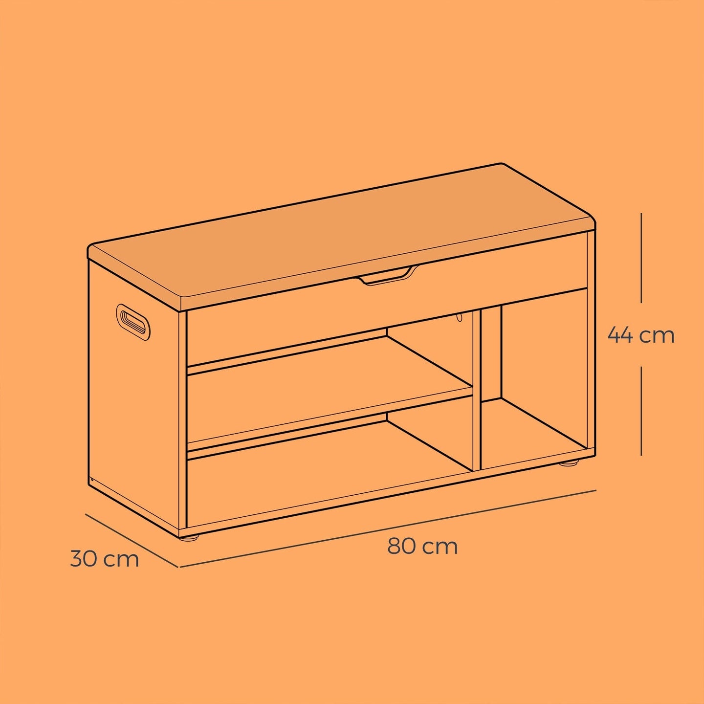 Entryway Storage Bench - Wood - Brown - Hidden Compartments with Padded Seat and Shoe Organiser