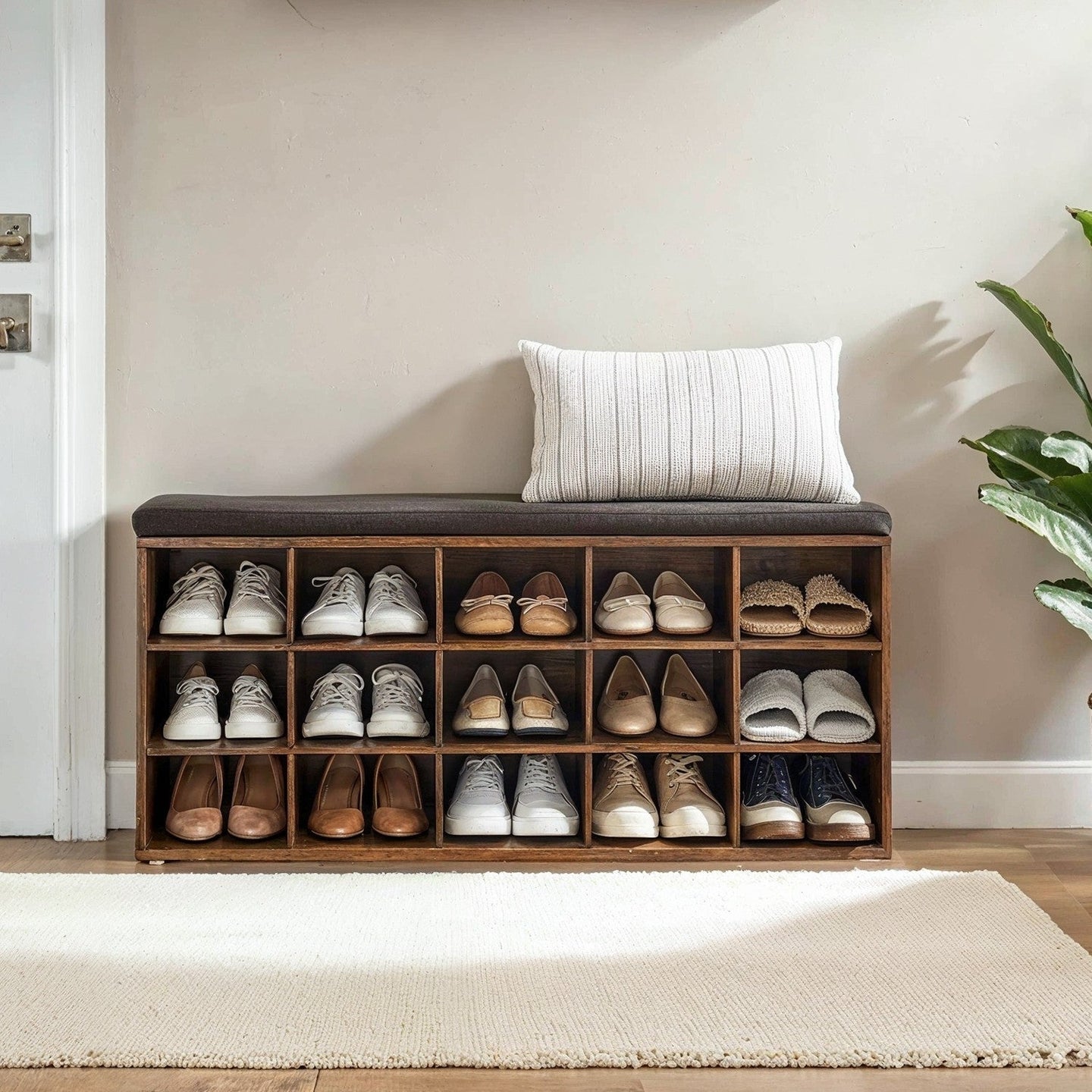 Entryway Storage Bench - Brown - Upholstered