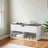 Shoe Bench - Wood - White - Padded Seat with Open and Closed Storage Compartments