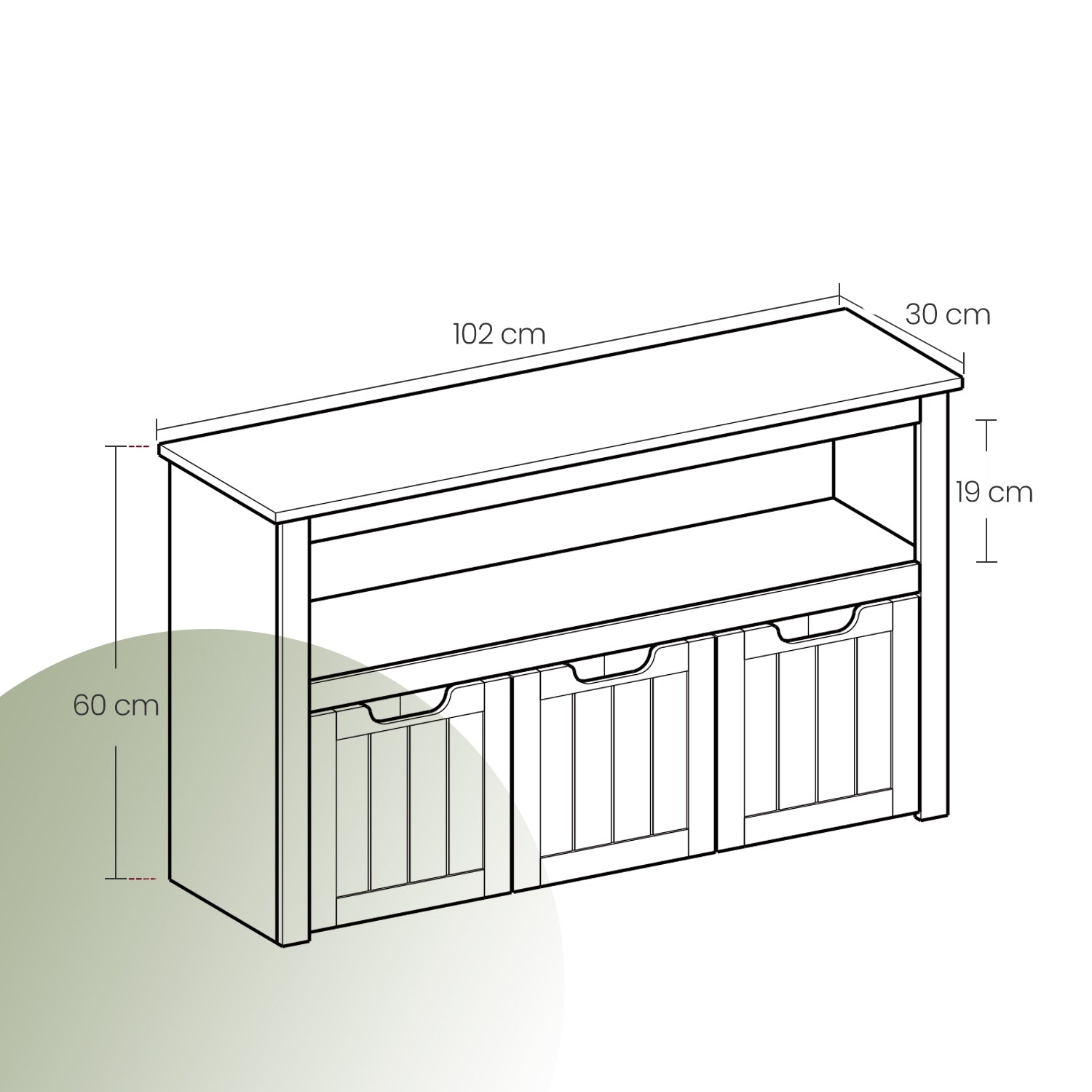 Toy Storage Organizer - Mobile with 3 Drawers - Wood - Laurel Green