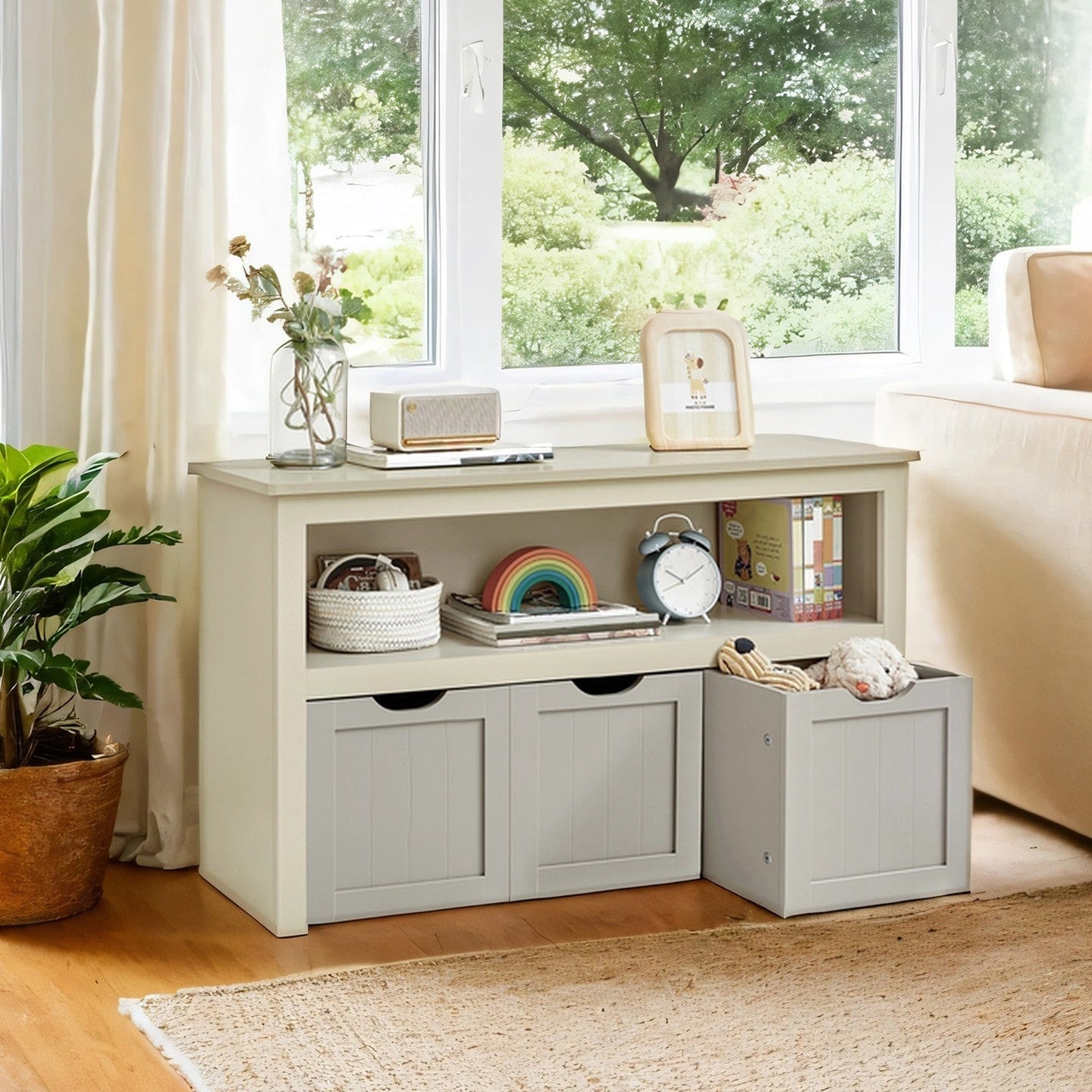 Toy Storage Cabinet - Mobile with 3 Drawers - Engineered Wood - Laurel Green
