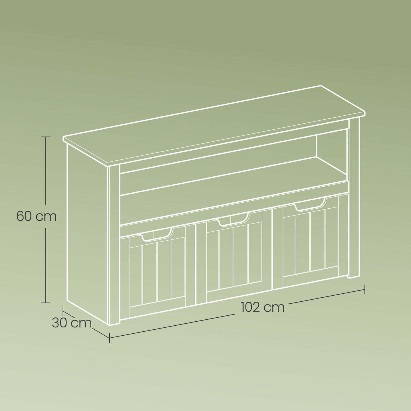 Toy Storage Cabinet - Mobile with 3 Drawers - Engineered Wood - Laurel Green