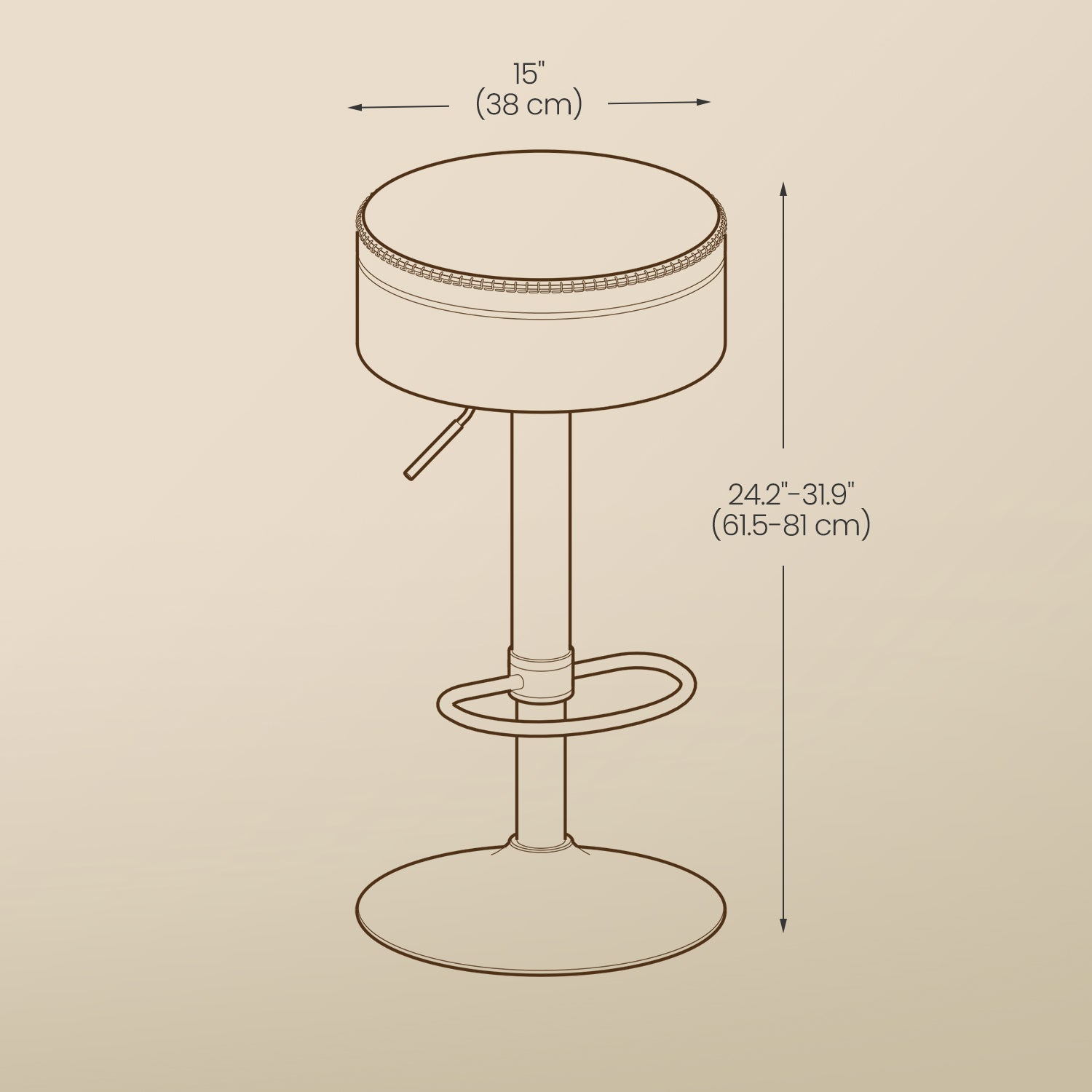 360° Swivel Bar Stool - Synthetic Leather - Ink Black - Height Adjustable with Storage