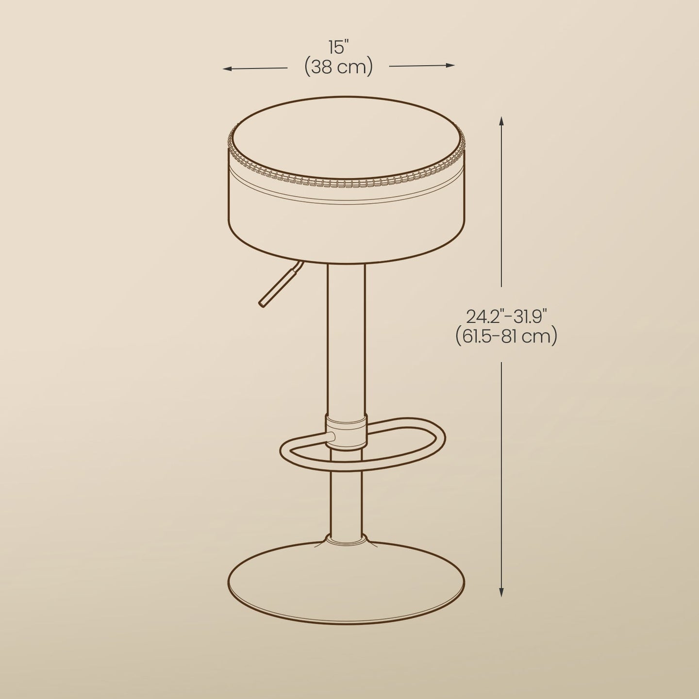 360° Swivel Bar Stool - Synthetic Leather - Ink Black - Height Adjustable with Storage