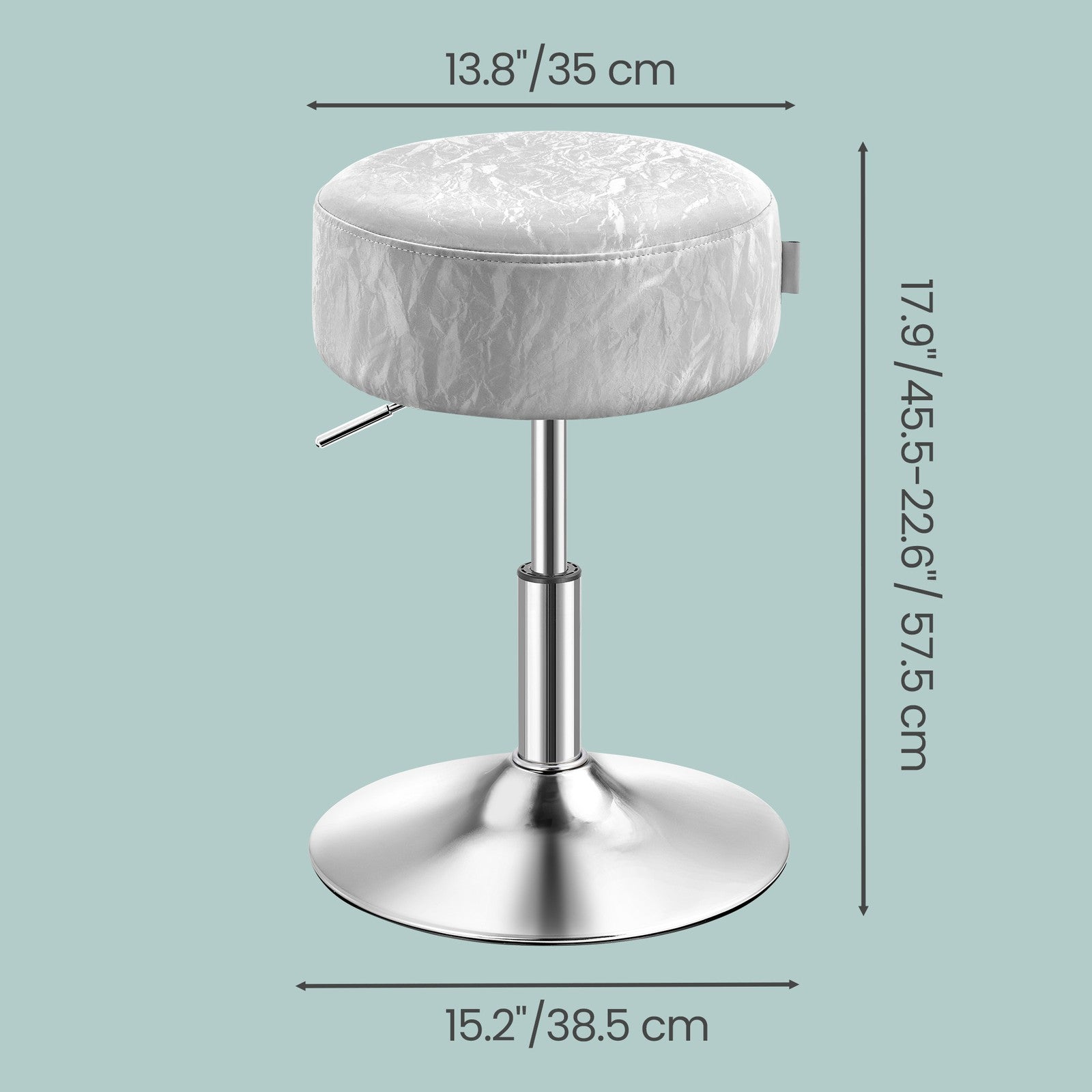 Height Adjustable Makeup Vanity Stool - 360° Swivel - PU Upholstery - Thick Cushion