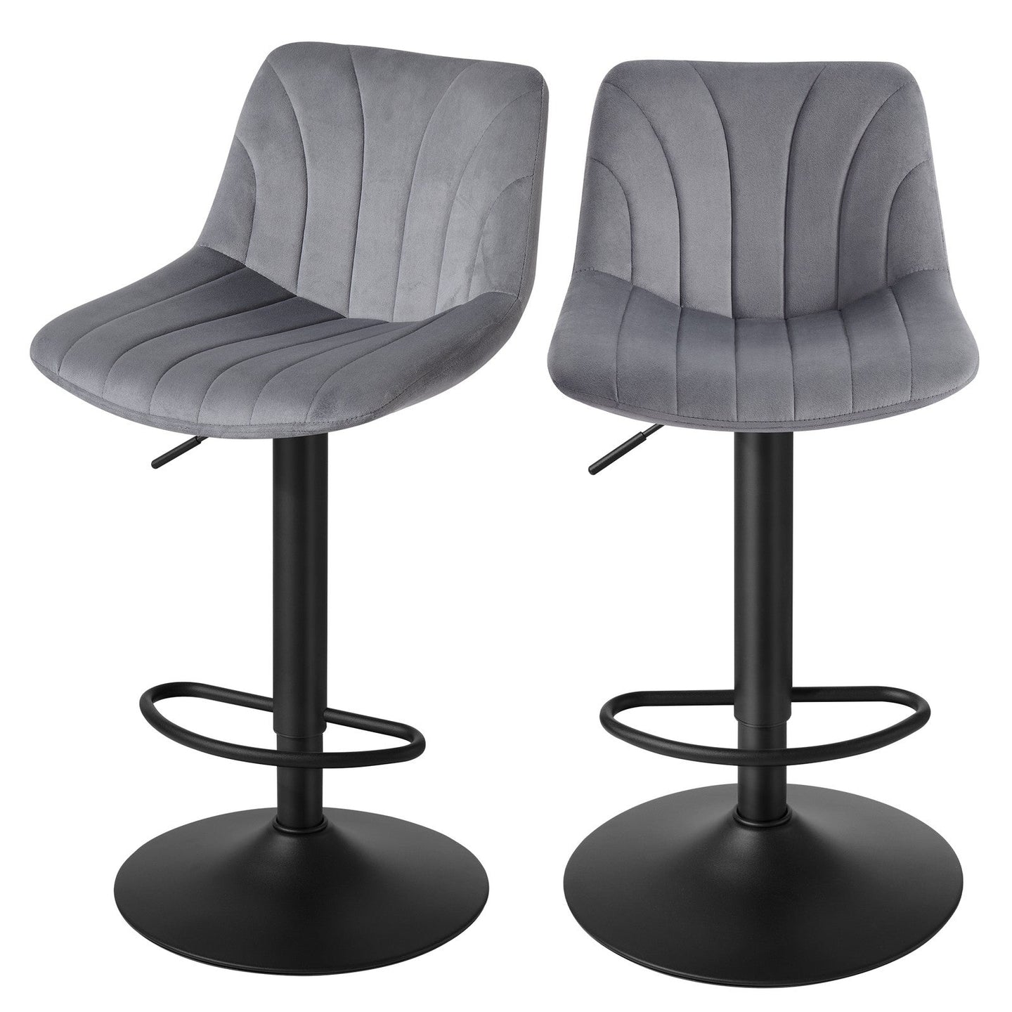 Adjustable Bar Stools - 2 Pack - PU Leather - 360° Swivel