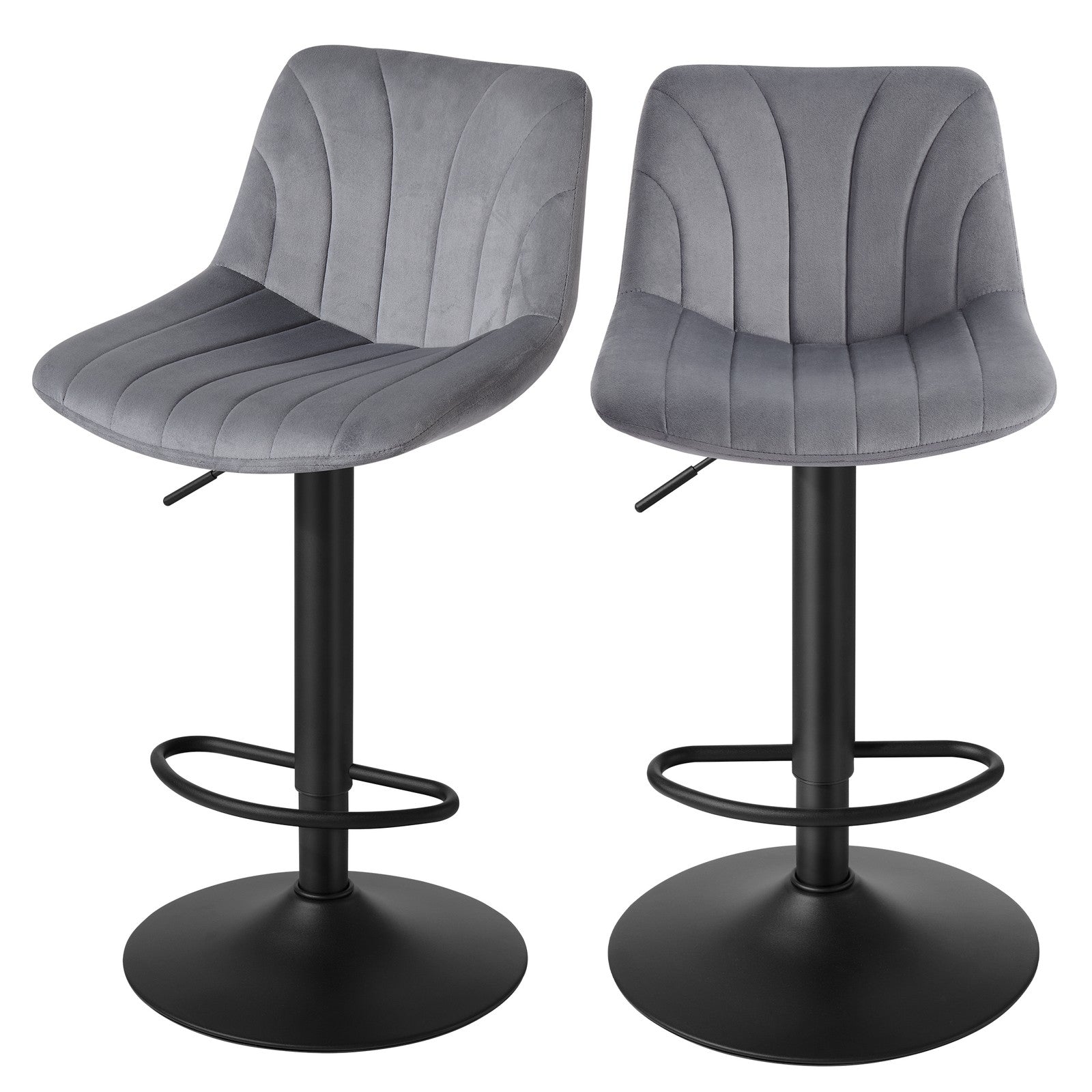 Adjustable Bar Stools - 2 Pack - PU Leather - 360° Swivel