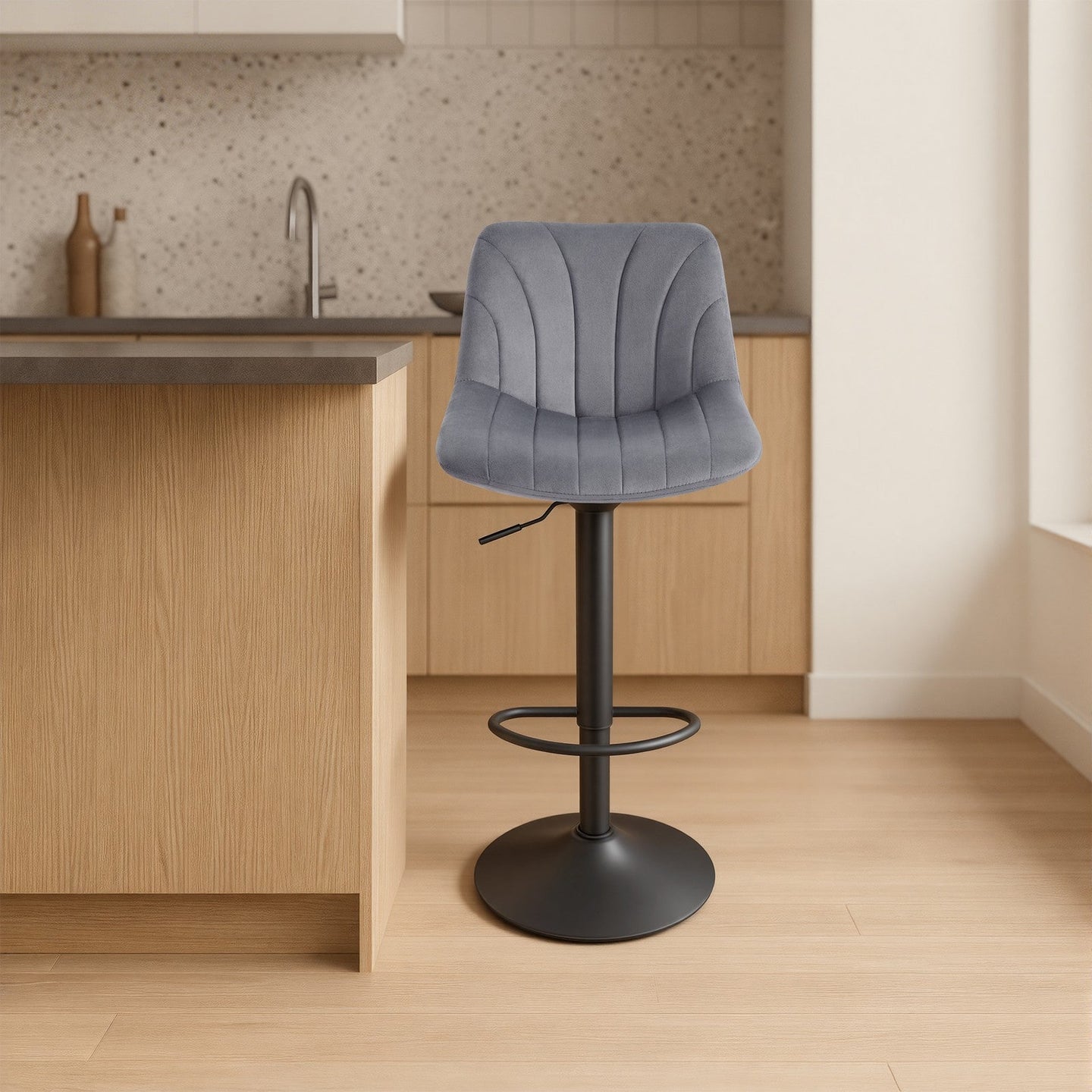 Adjustable Bar Stools - 2 Pack - PU Leather - 360° Swivel