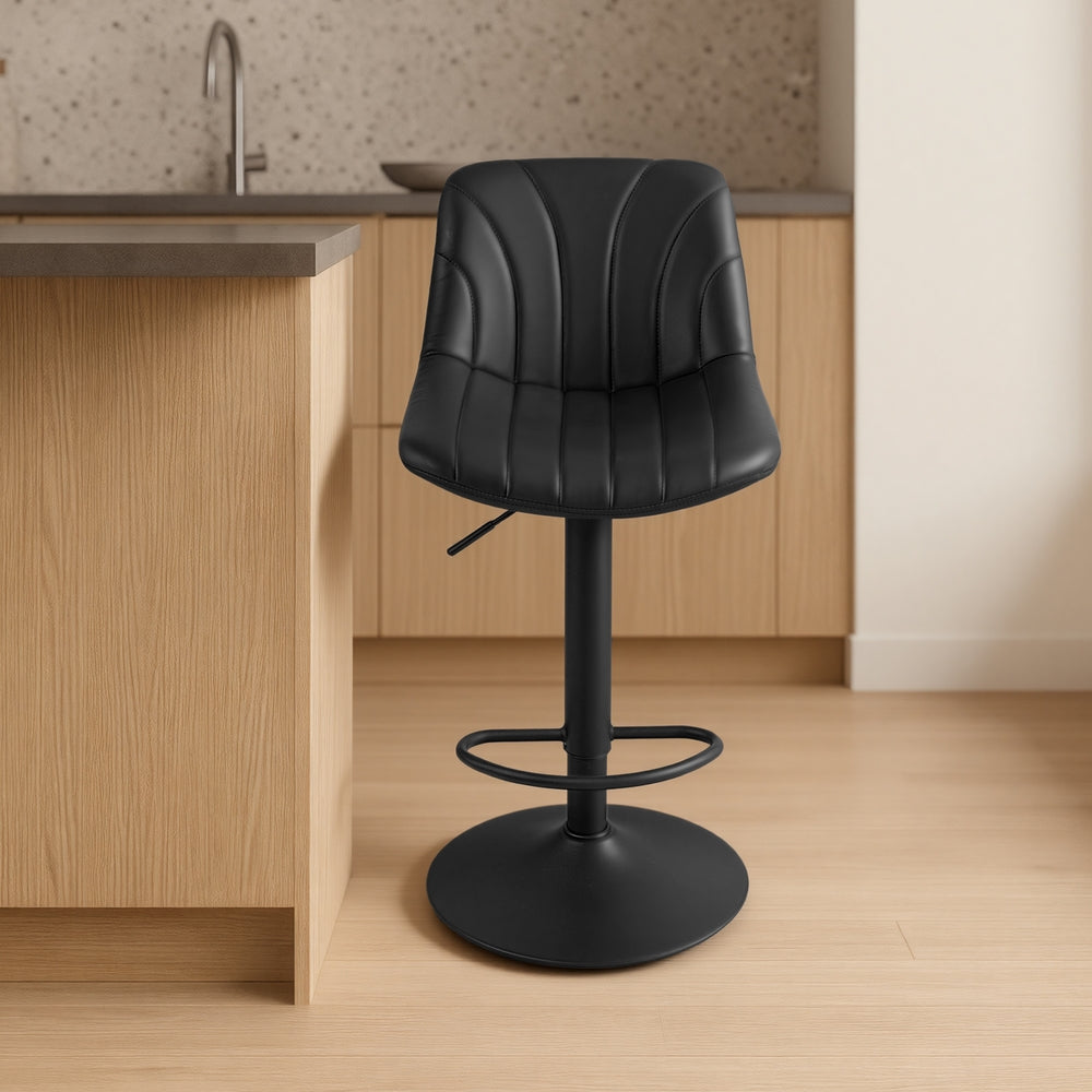 Adjustable Bar Stools - Set of 2 - PU Leather - 360° Swivel