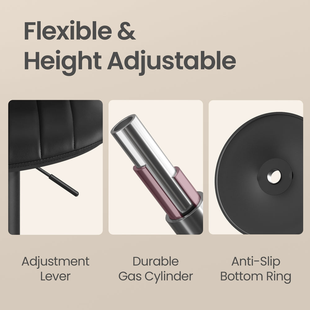 Adjustable Bar Stools - Set of 2 - PU Leather - 360° Swivel