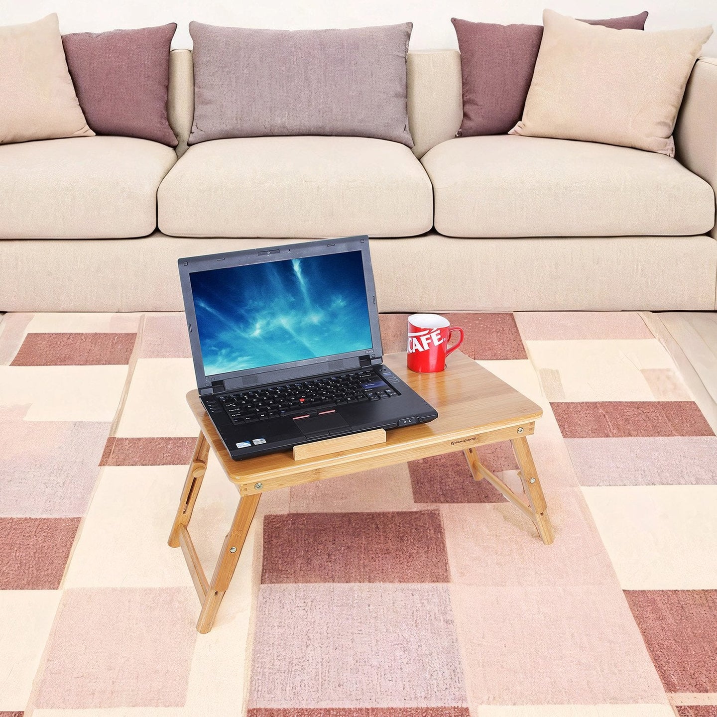 Bamboo Laptop Desk - 55L - Adjustable Height