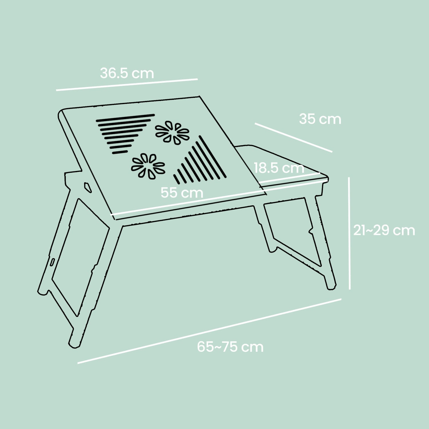 Bamboo Laptop Desk - 55L - Adjustable Height