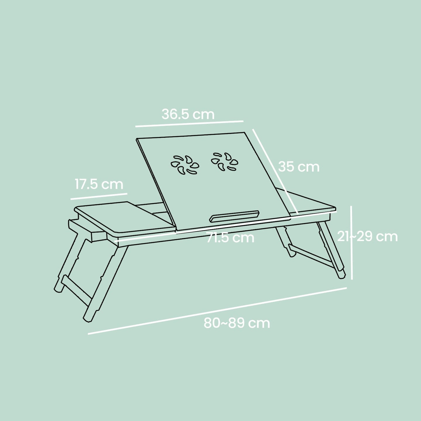 Bamboo Laptop Desk - 89x35x29 - Foldable