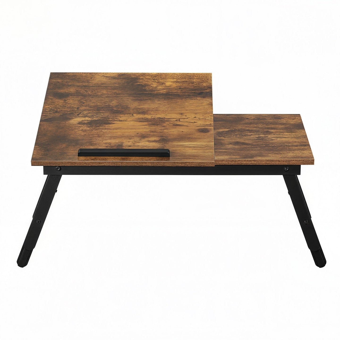 Bed Tray - Wood - Rustic Brown - Adjustable Tilting Top with Height Adjustable Folding Legs