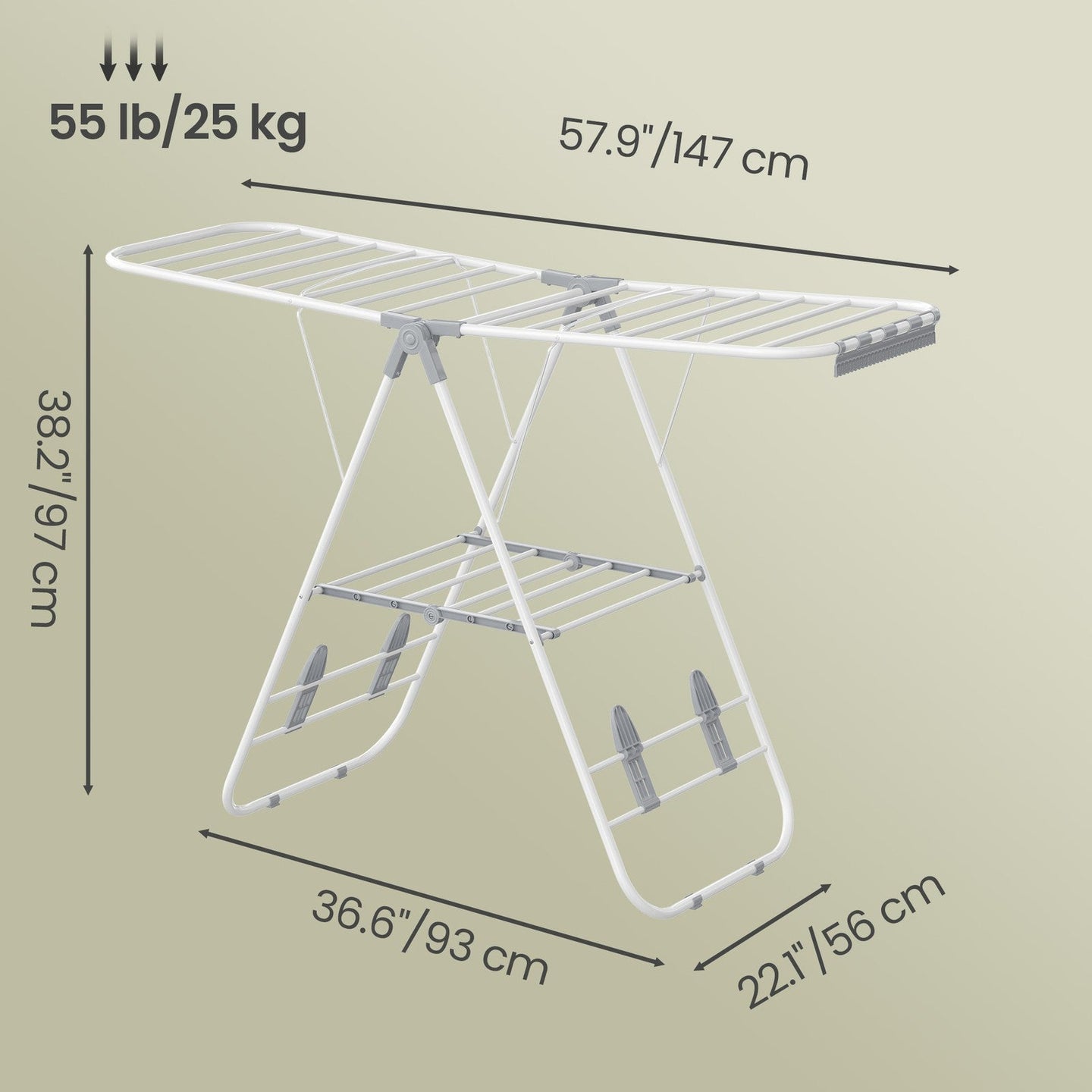 Drying Rack - 16M - Stainless Steel - Adjustable Wings