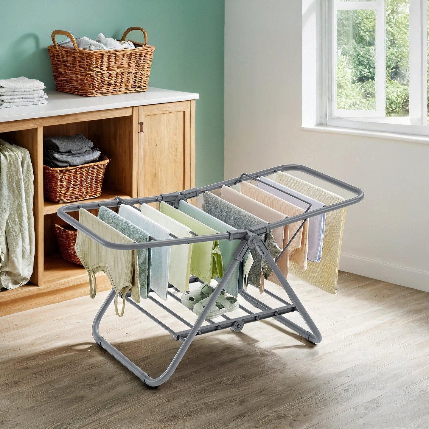 Clothes Drying Rack - Metal - Silver