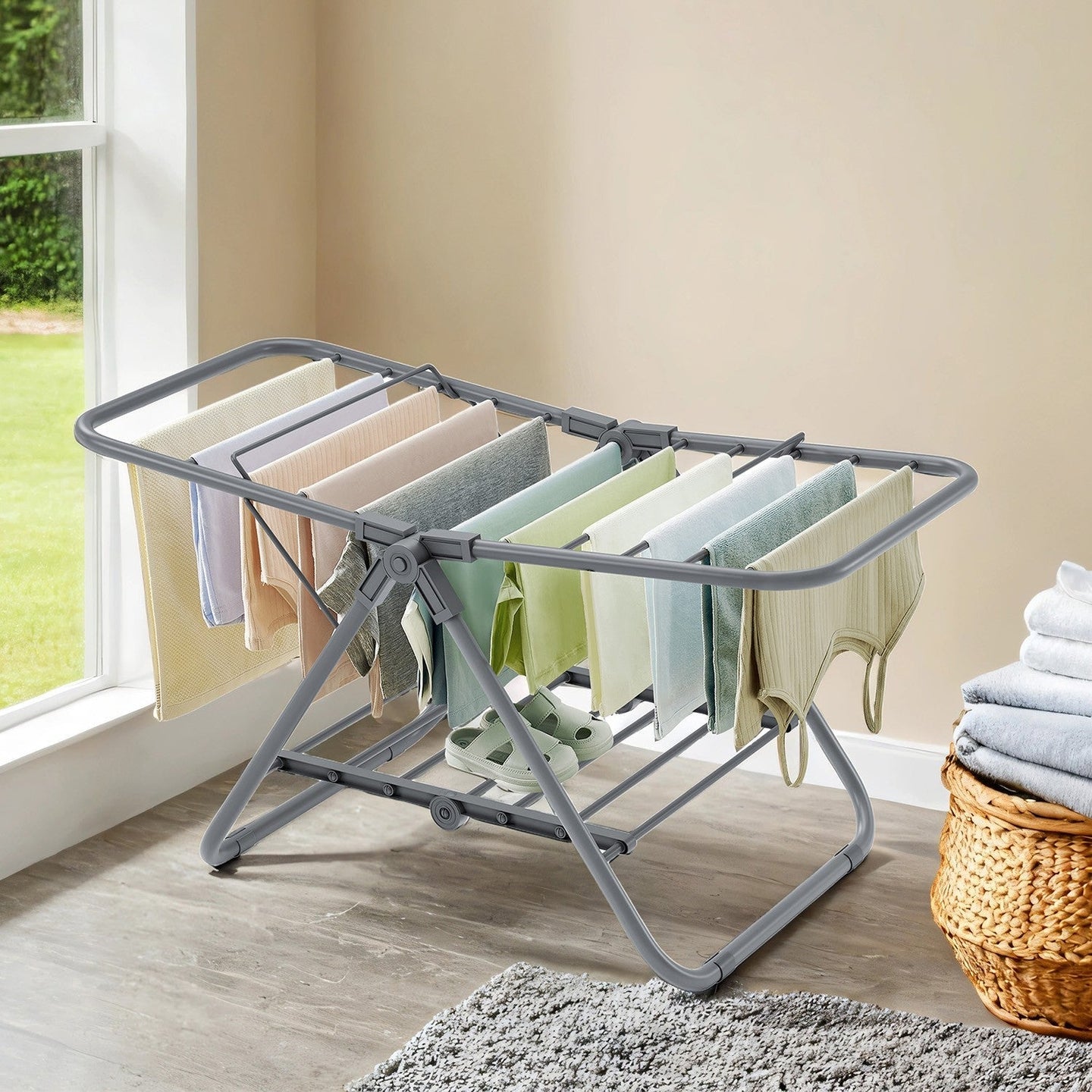 Clothes Drying Rack - Metal - Silver