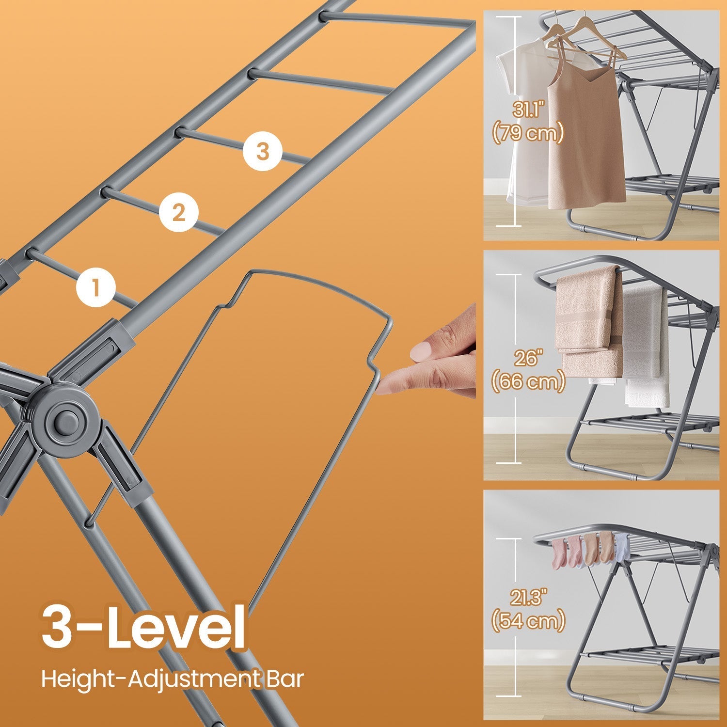 Clothes Drying Rack - Metal - Silver