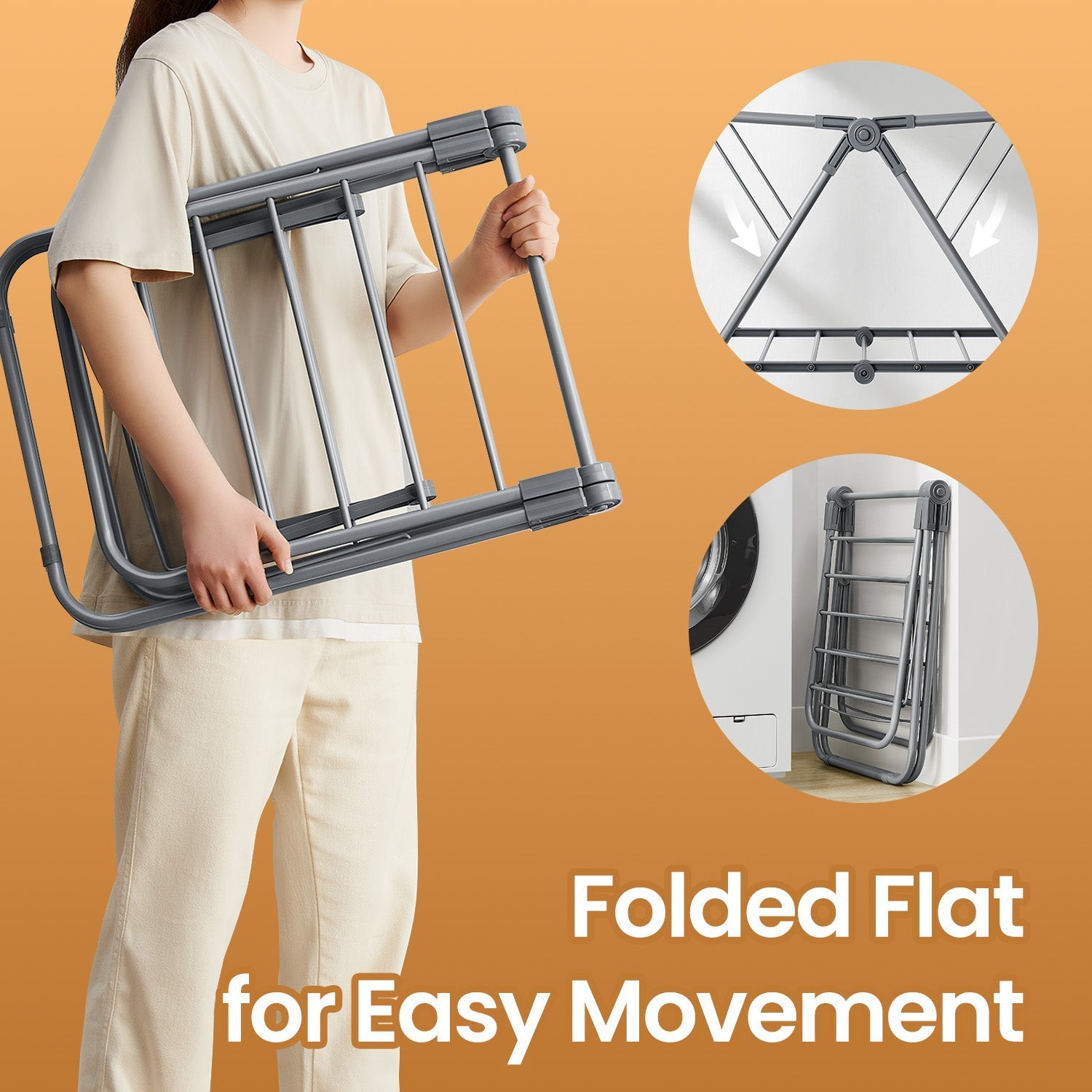 Clothes Drying Rack - Metal - Silver