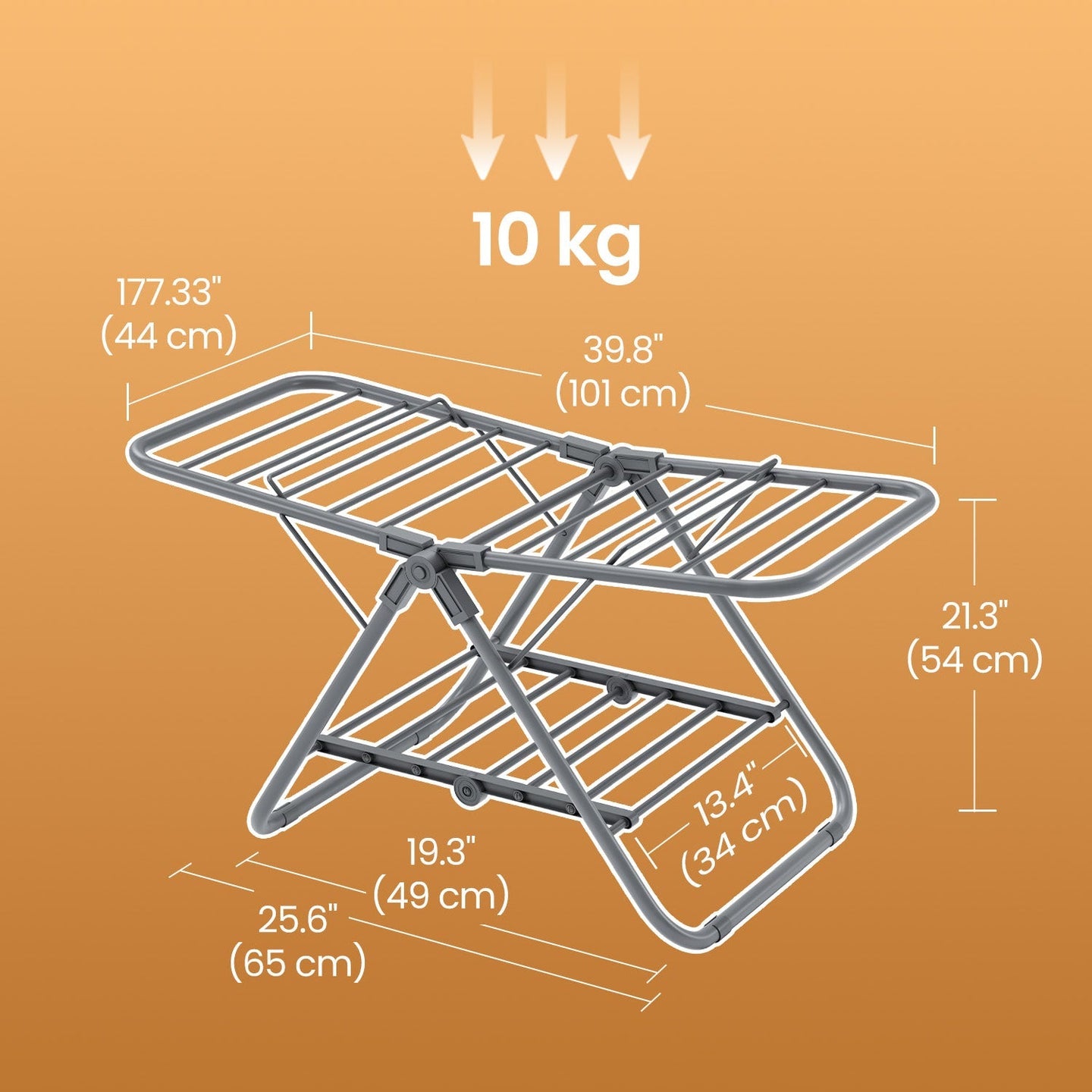 Clothes Drying Rack - Metal - Silver
