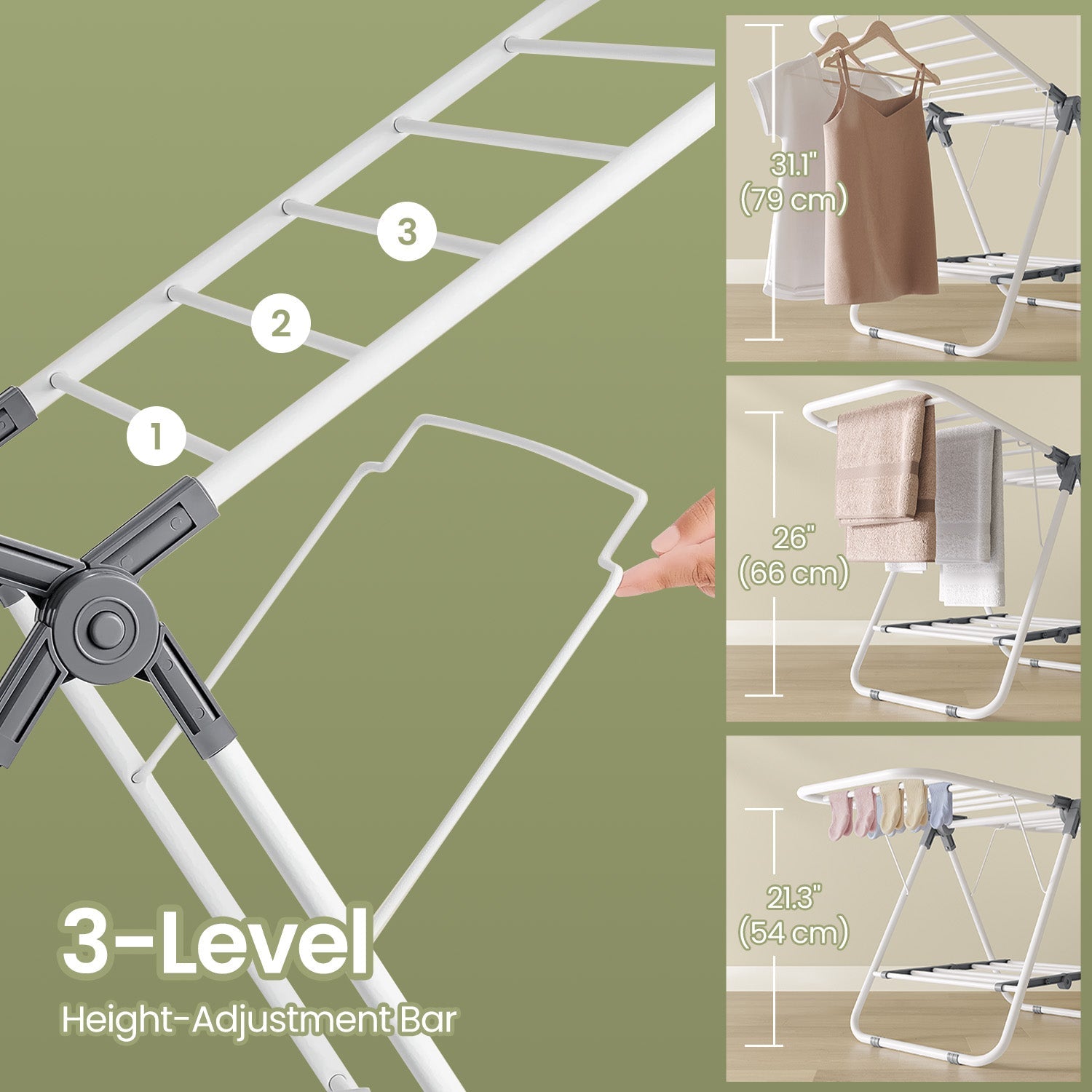 Clothes Drying Rack - Metal - Silver