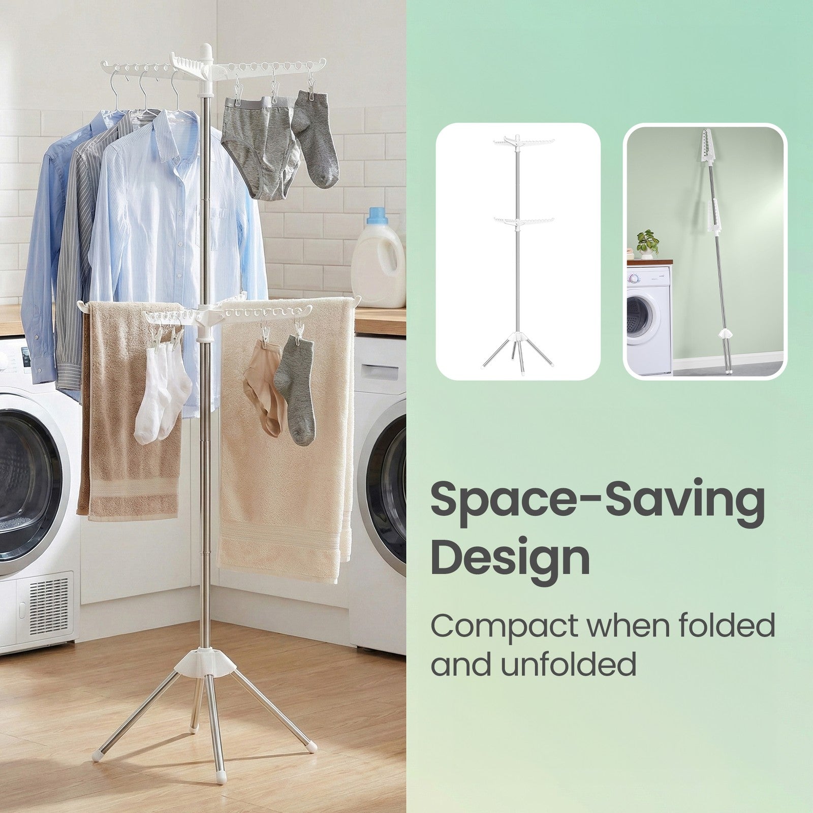 Clothes Drying Rack - Steel and Plastic - White