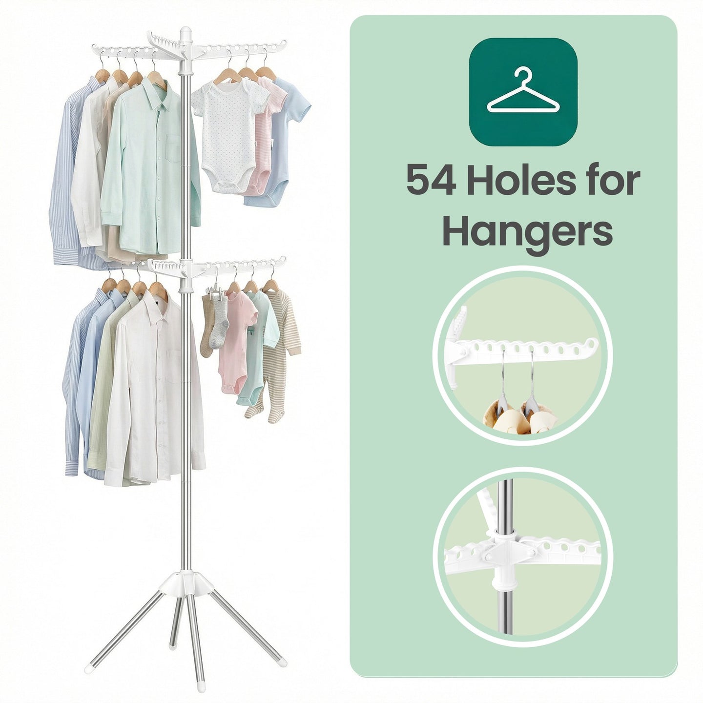 Clothes Drying Rack - Steel and Plastic - White