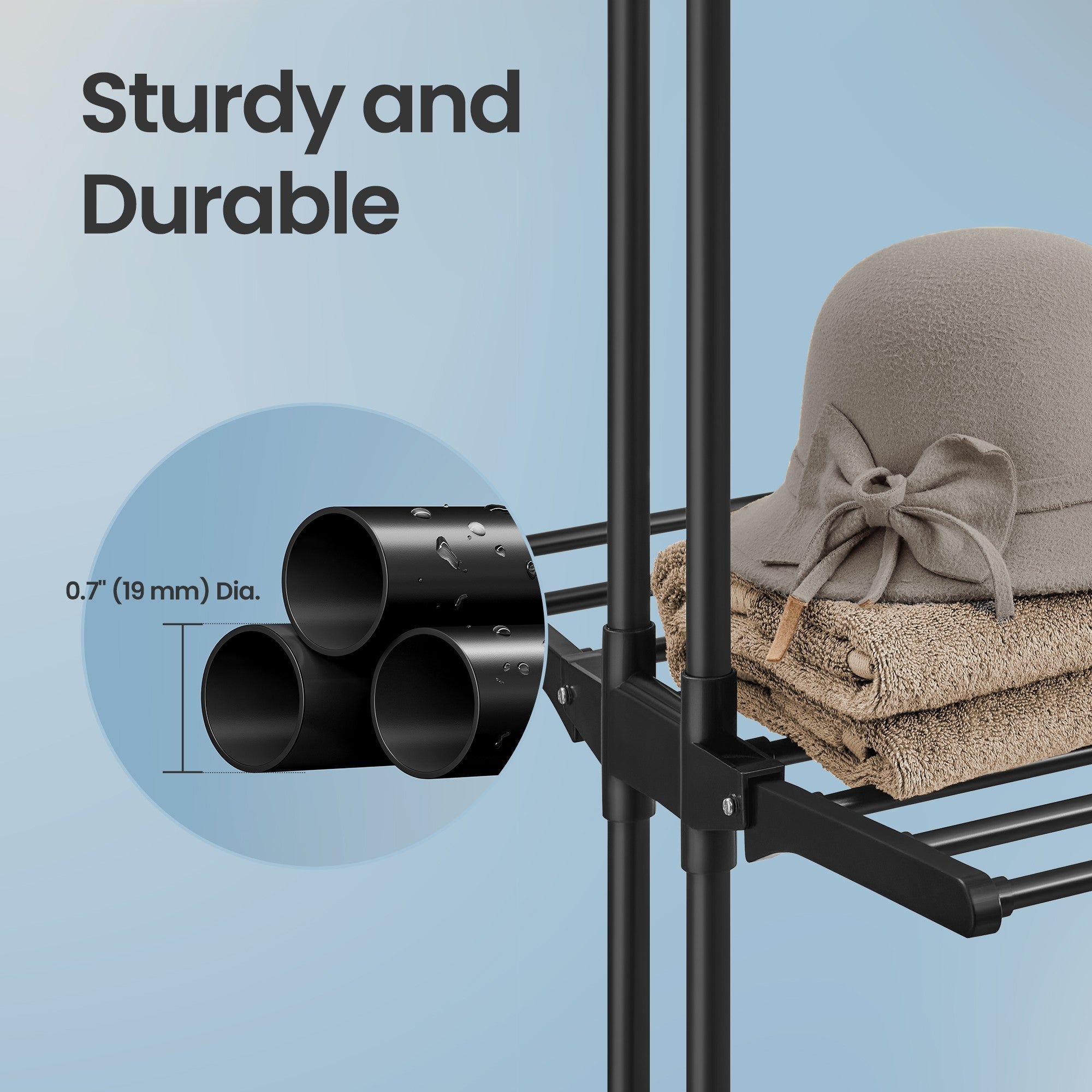 4-Tier Folding Laundry Drying Rack - Stainless Steel - Black - Indoor and Outdoor Use