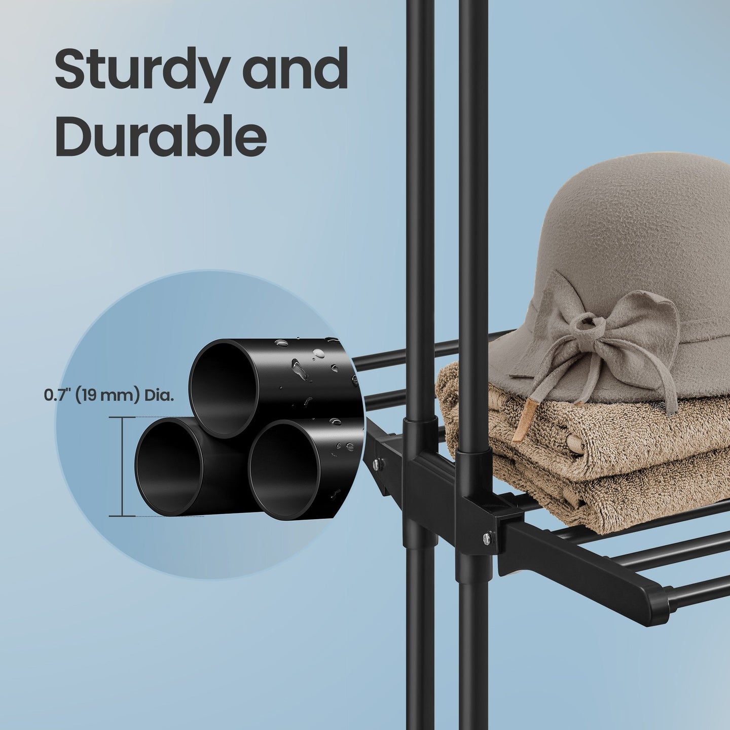 4-Tier Folding Laundry Drying Rack - Stainless Steel - Black - Indoor and Outdoor Use