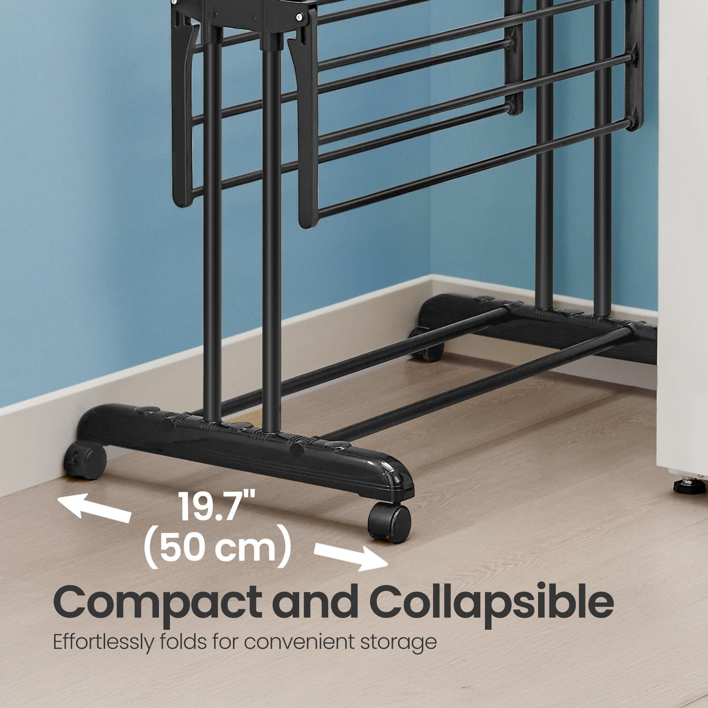 4-Tier Folding Laundry Drying Rack - Stainless Steel - Black - Indoor and Outdoor Use
