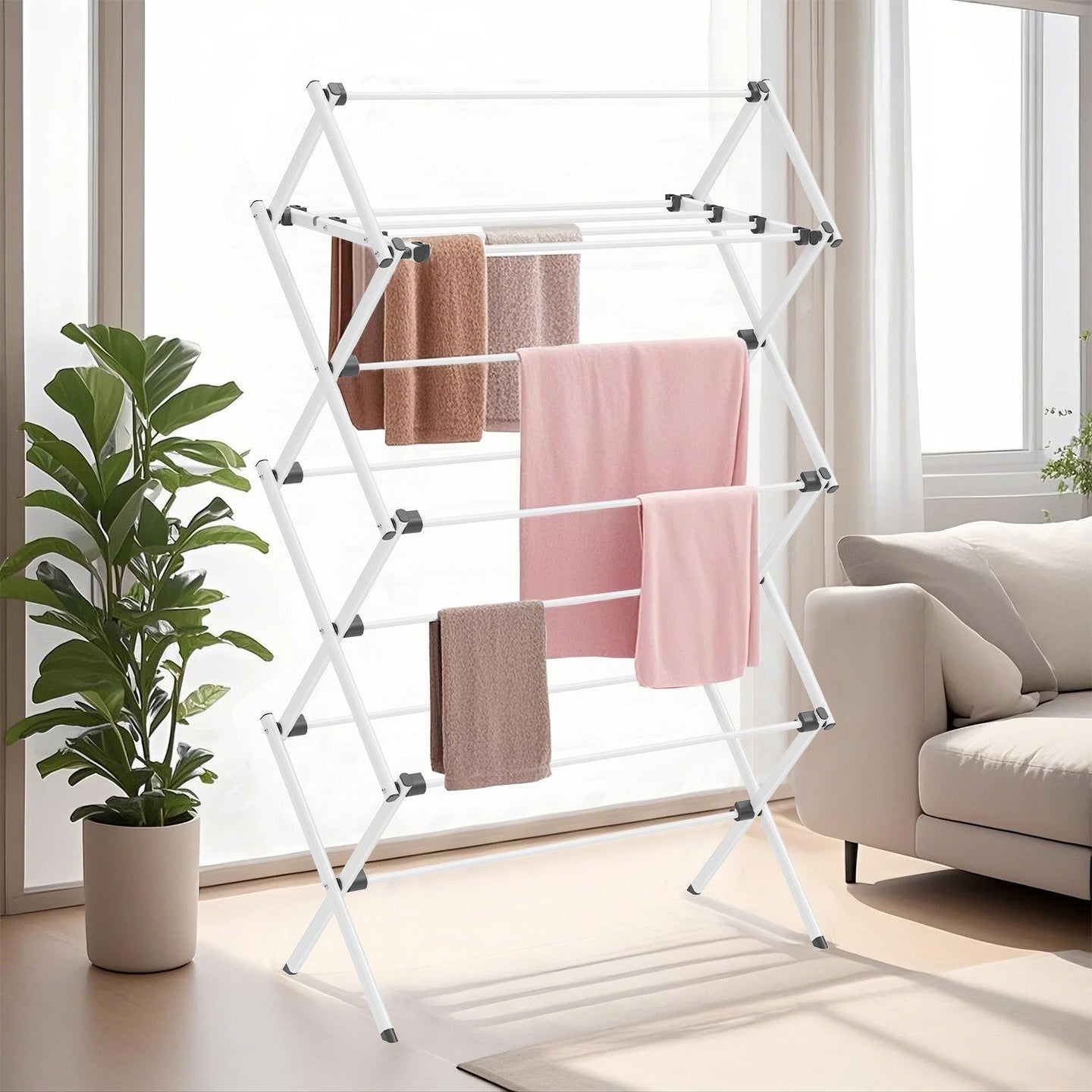 Foldable Clothes Drying Rack - Steel - White - Indoor/Outdoor Use