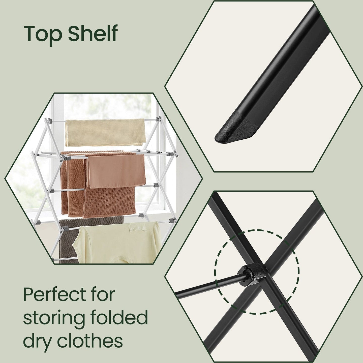 Foldable Clothes Drying Rack - Steel - White - Indoor/Outdoor Use