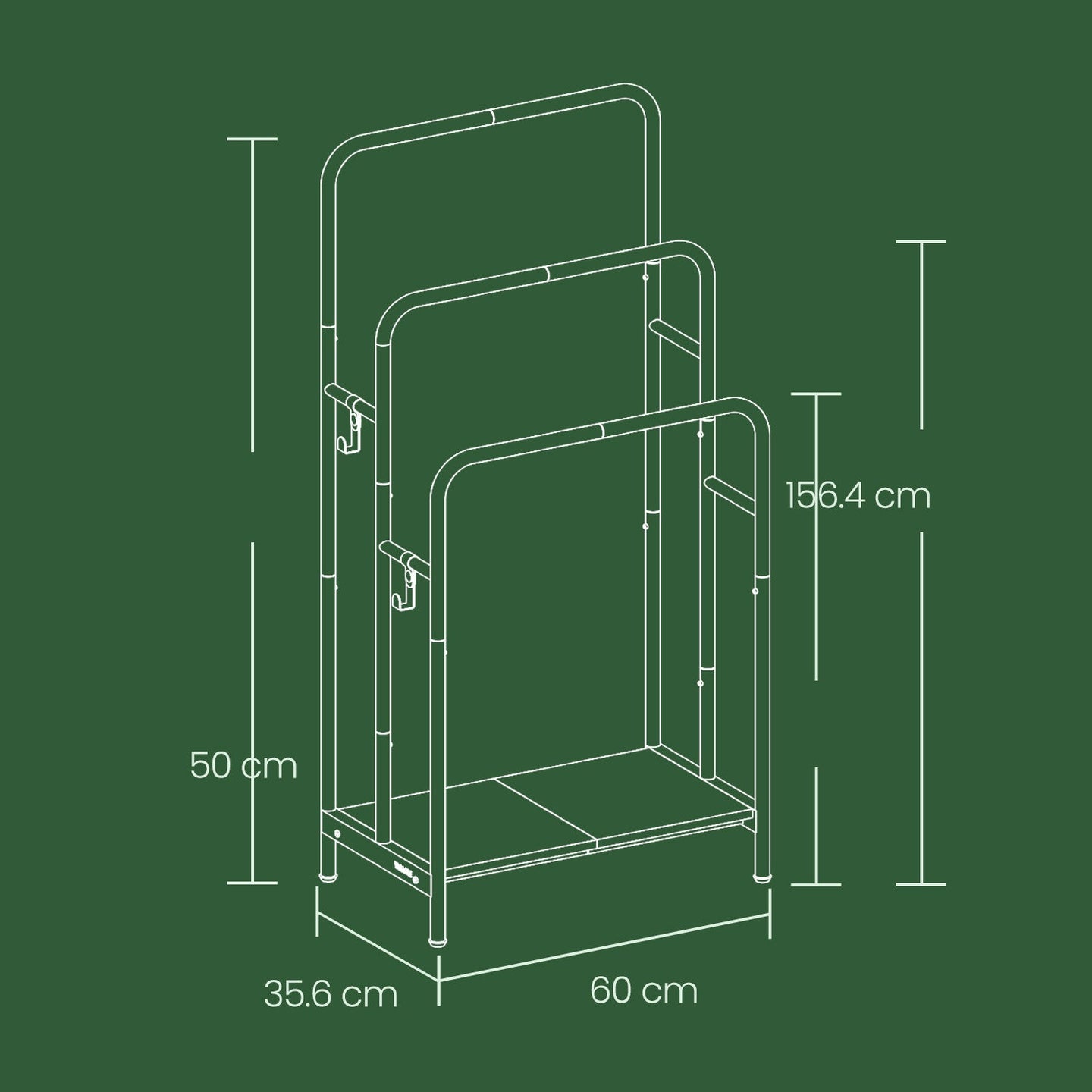 Freestanding Towel Rack - Metal - Ink Black and Ebony - 3-Tier with Storage Shelf and Hooks