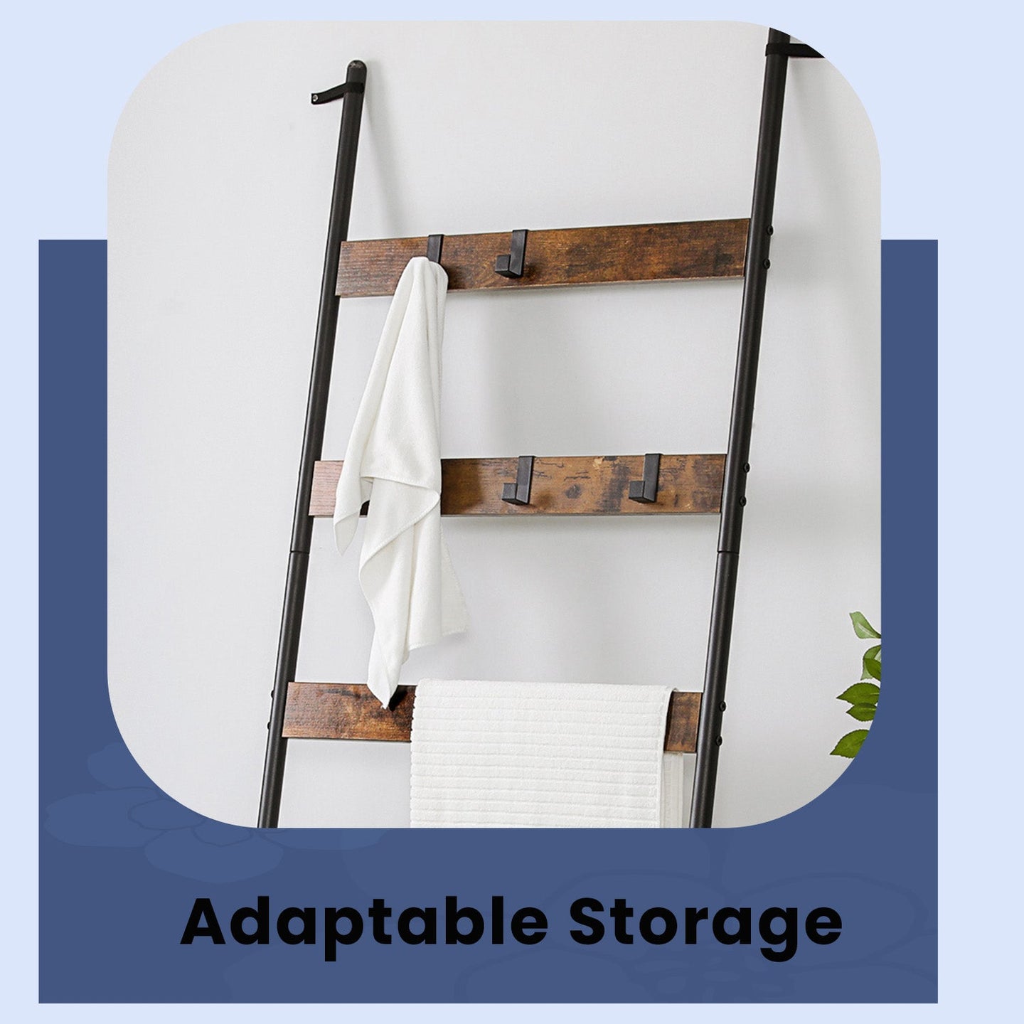 5-Tier Ladder Shelf - Steel - Rustic Brown and Black