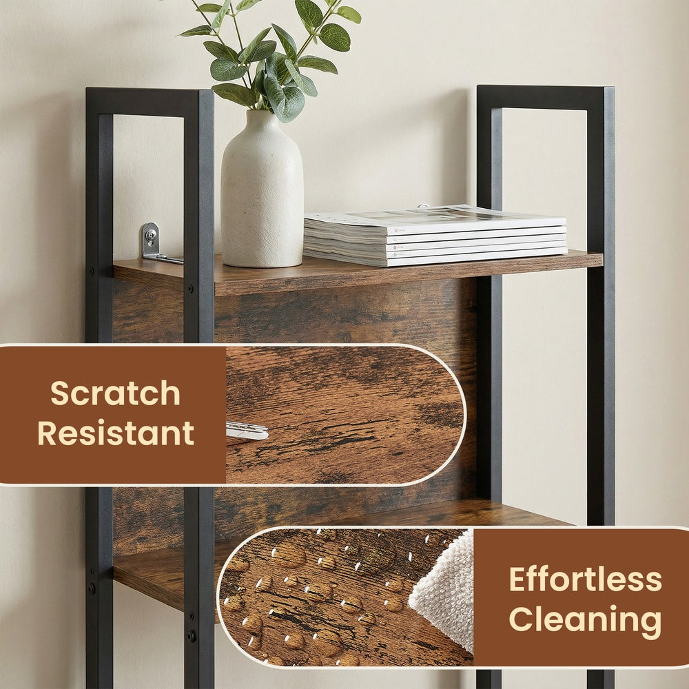 5-Tier Bookshelf, Book Shelf - Particleboard and Steel - Brown