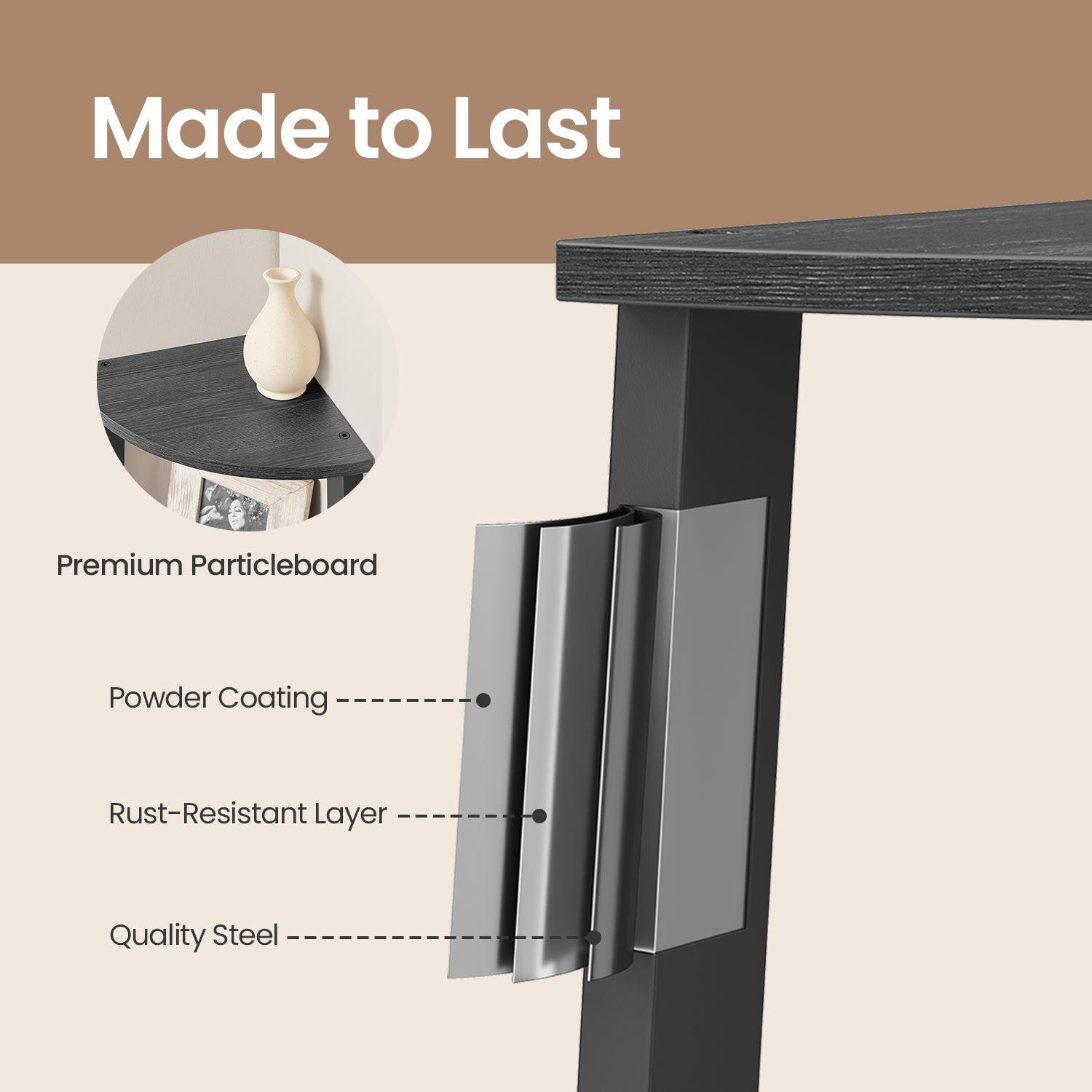 4-Tier Corner Bookshelf - Steel Frame - Natural Oak