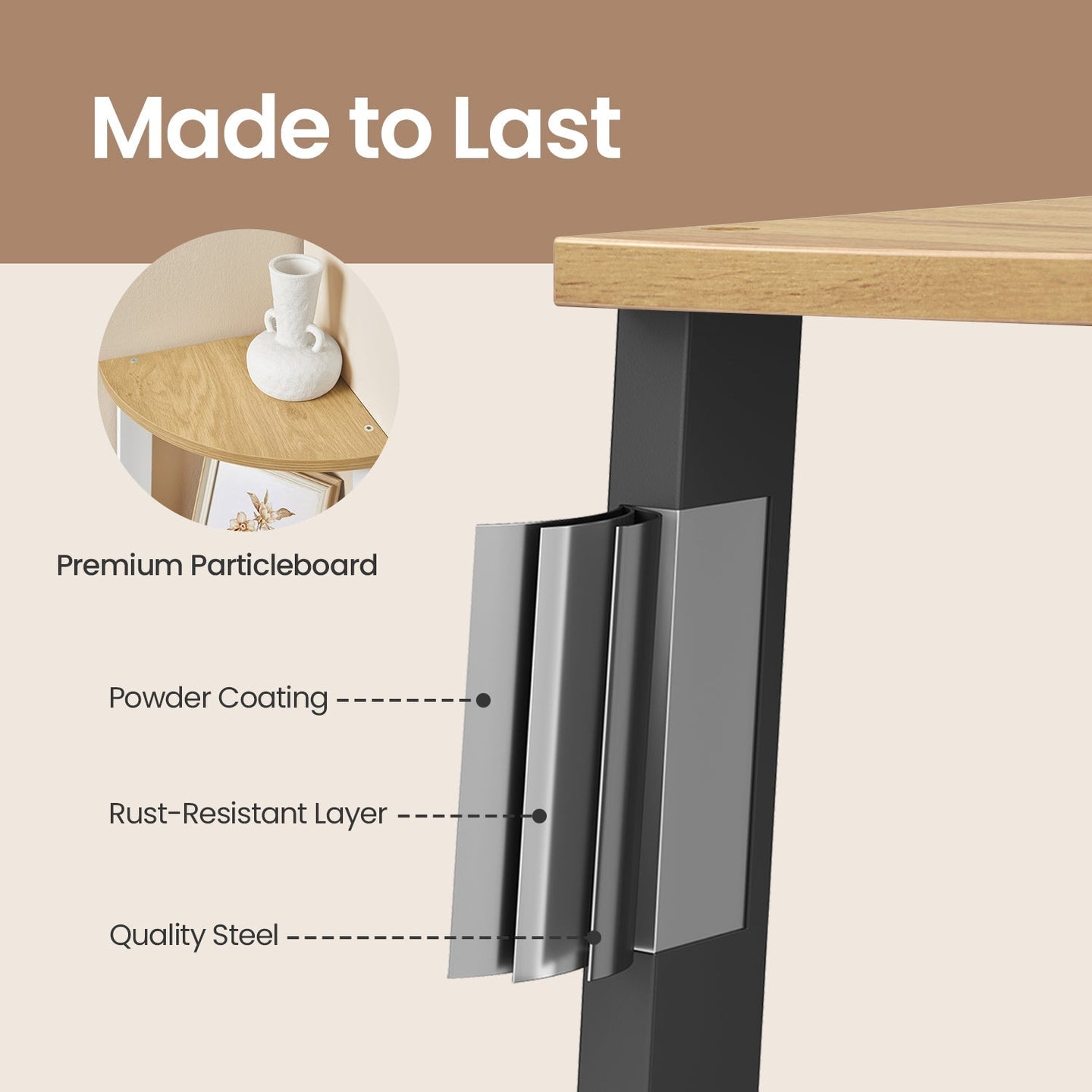 Corner Ladder Shelf - 4-Tier Design - Steel Frame - Natural Oak