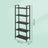Tall Storage Shelf - Steel - Rustic Brown and Black - 5-Tier Industrial Bookcase