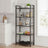 Tall Storage Shelf - Steel - Rustic Brown and Black - 5-Tier Industrial Bookcase