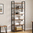 6-Tier Bookshelf, Bookcase - Particleboard and Steel - Greige