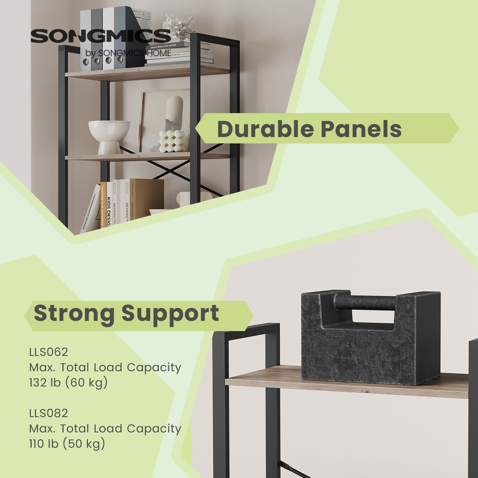 6-Tier Bookshelf - Steel Frame - Special Walnut and Black - Freestanding Design for Living Room