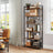 6-Tier Storage Rack - Steel Frame - Special Walnut and Black - Freestanding Multi-Use Shelf Unit