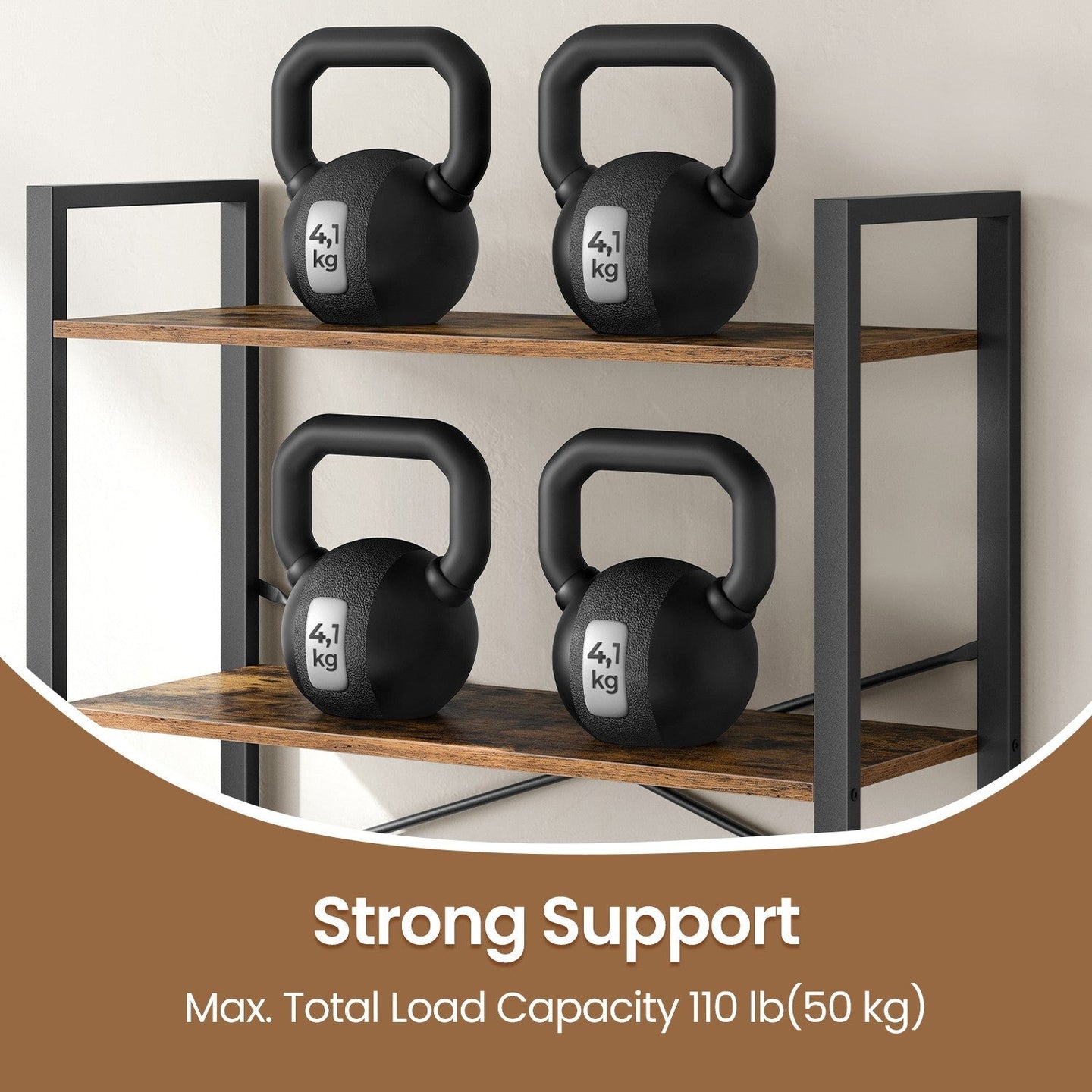 6-Tier Storage Rack - Steel Frame - Special Walnut and Black - Freestanding Multi-Use Shelf Unit