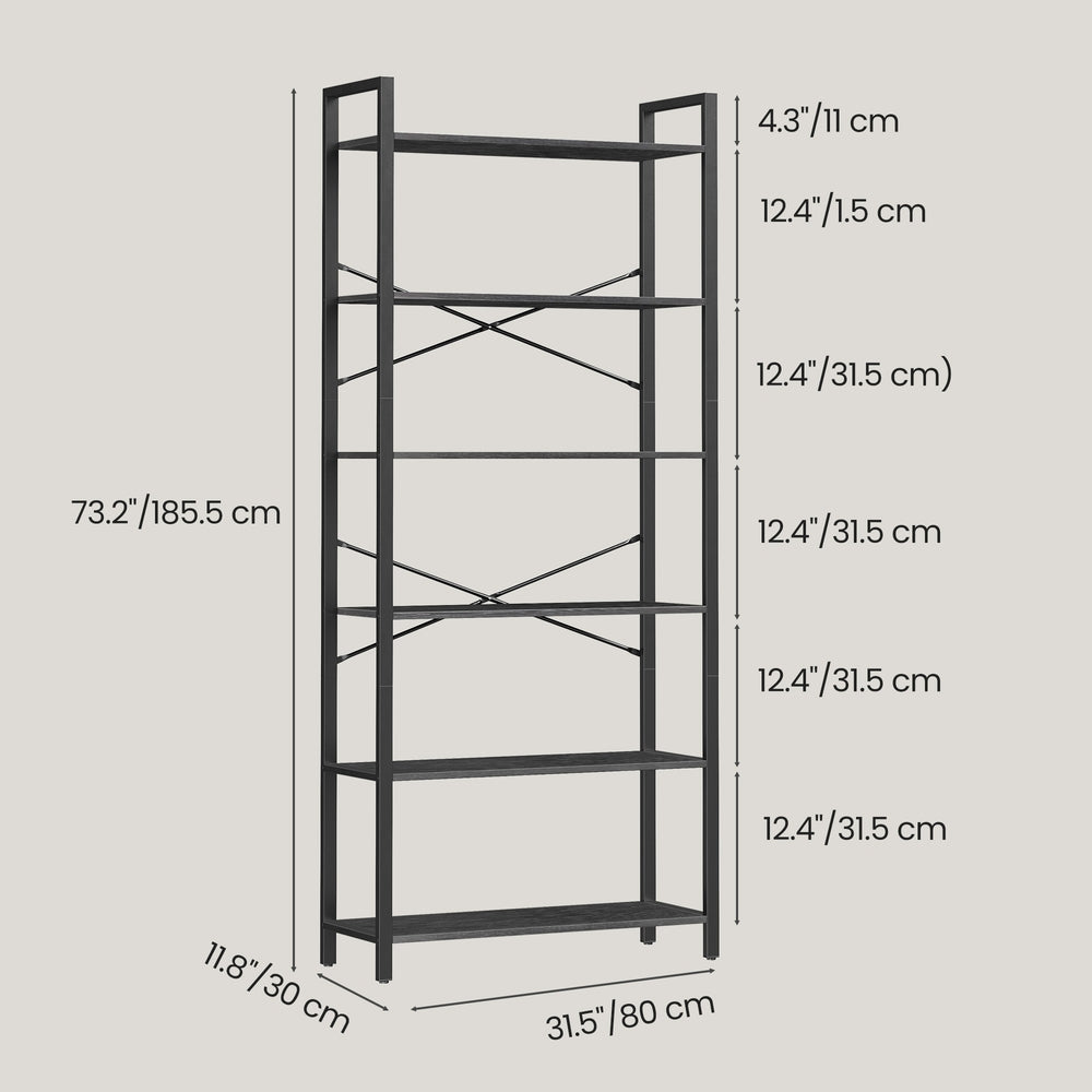 Freestanding Storage Shelf - Wood and Steel - Black