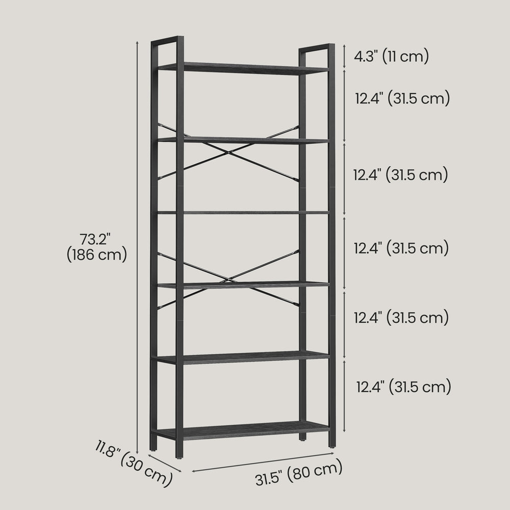 Freestanding Storage Shelf - Wood and Steel - Black