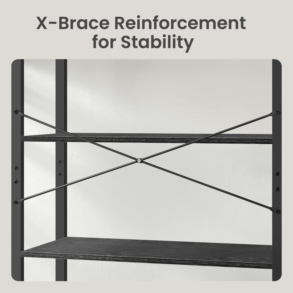 Freestanding Storage Shelf - Wood and Steel - Black